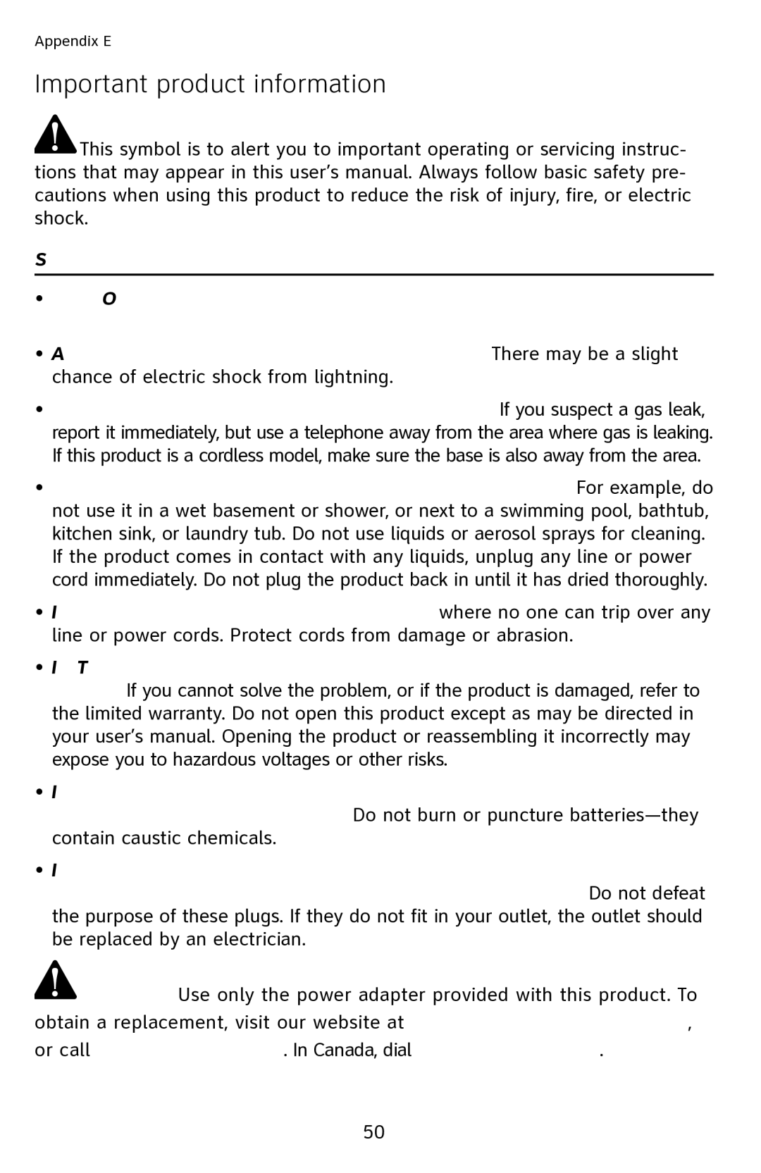 AT&T 1040 user manual Important product information 