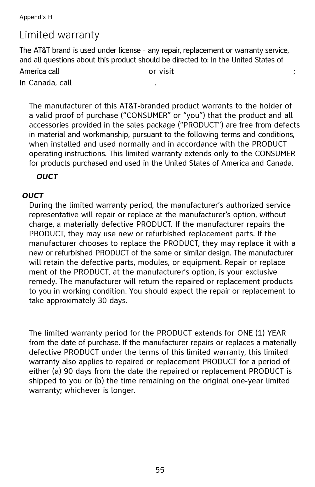 AT&T 1040 user manual Limited warranty, What does this limited warranty cover?, How long is the limited warranty period? 