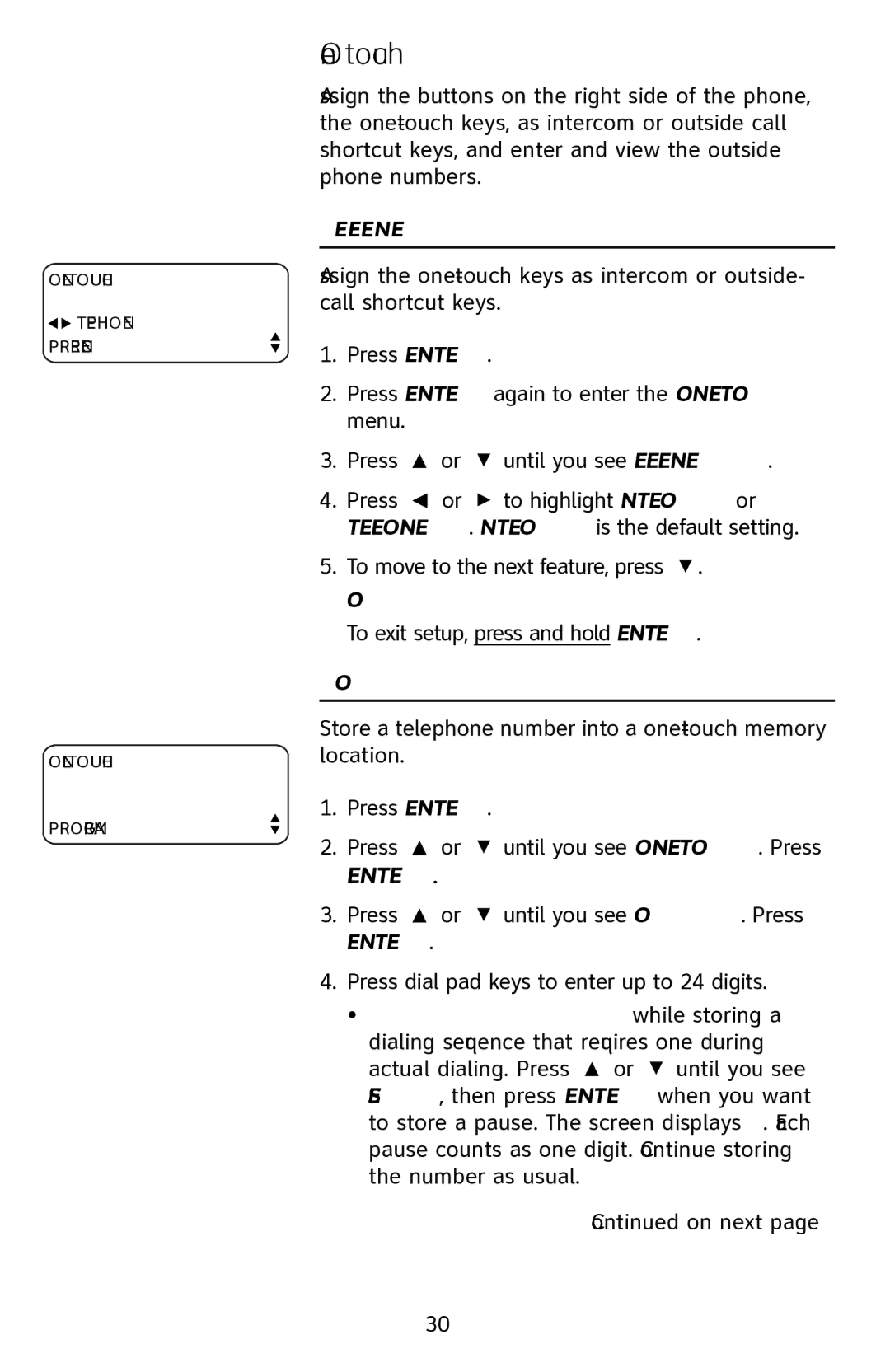 AT&T 1070 manual One touch, Preference, Program 