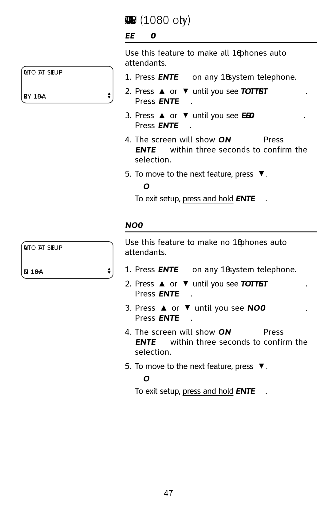 AT&T 1070 manual Every 1080 = AA, No 1080 = AA 