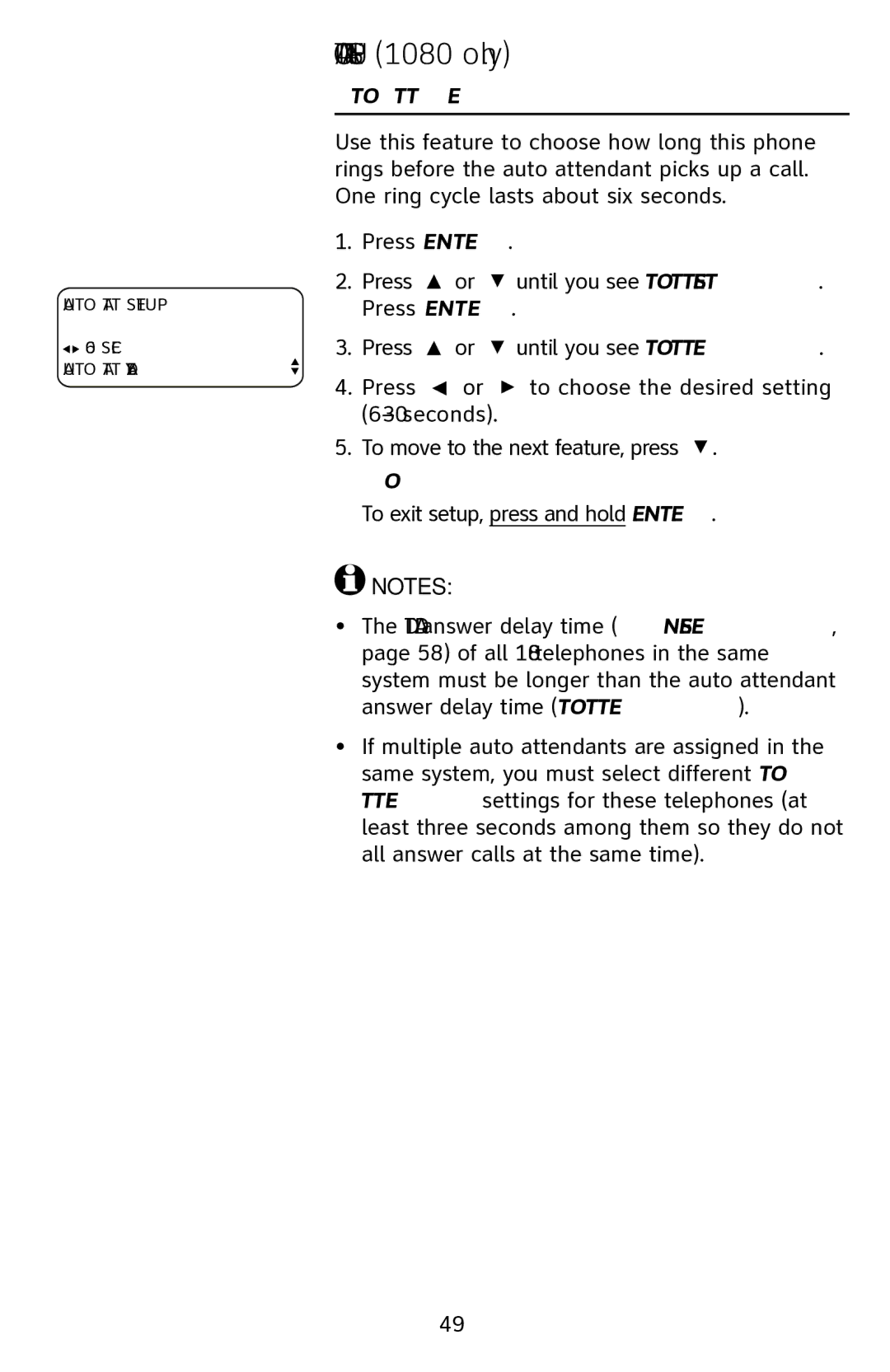 AT&T 1070 manual Auto ATT delay 