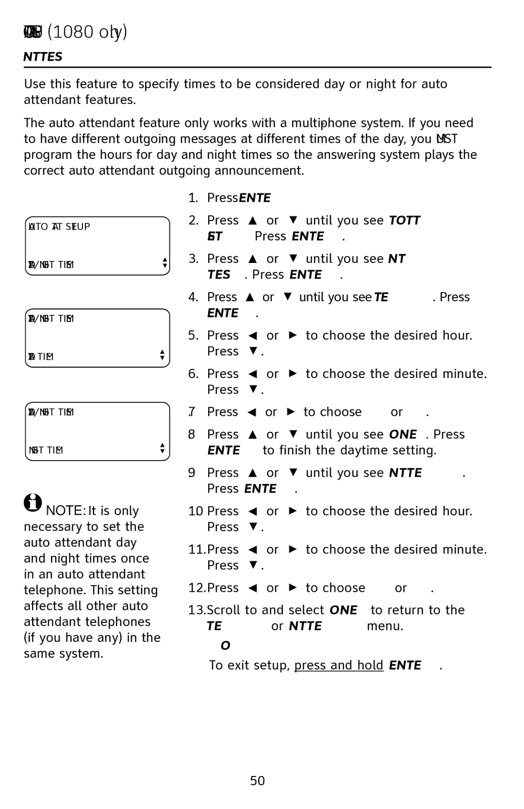 AT&T 1070 manual DAY/NIGHT Times, Press Enter 