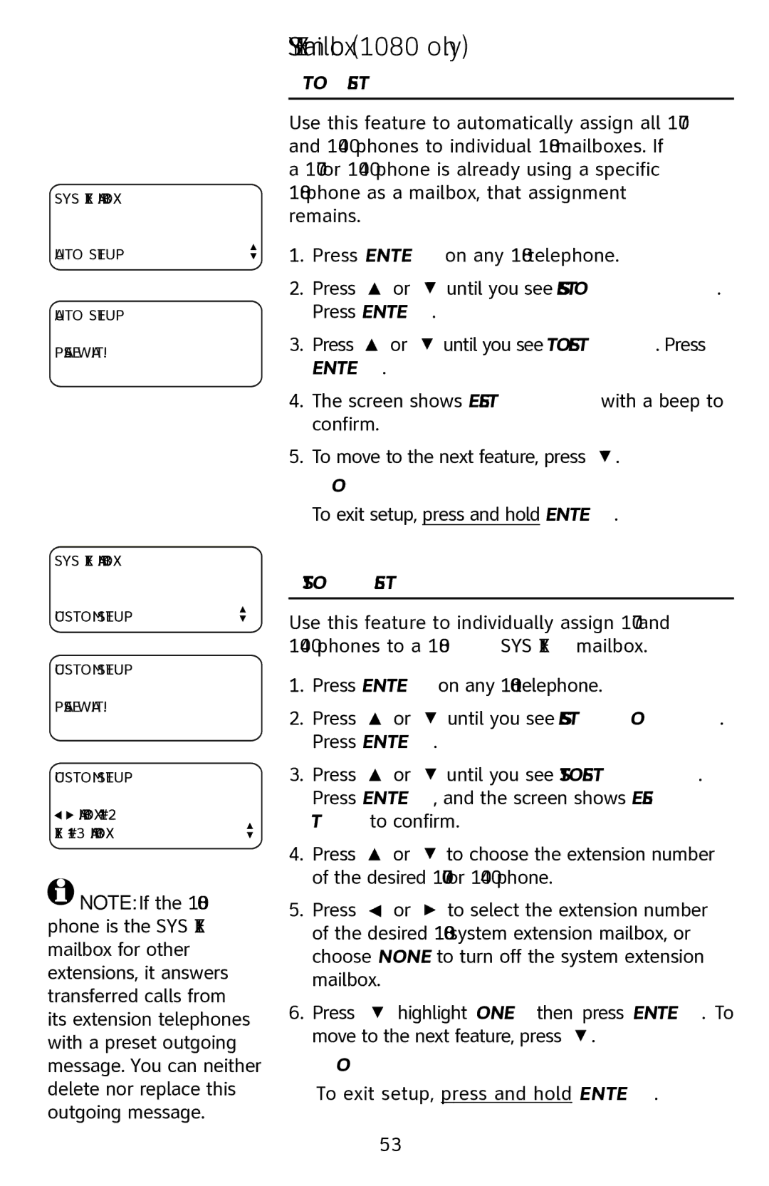 AT&T 1070 manual Auto setup, Custom setup 