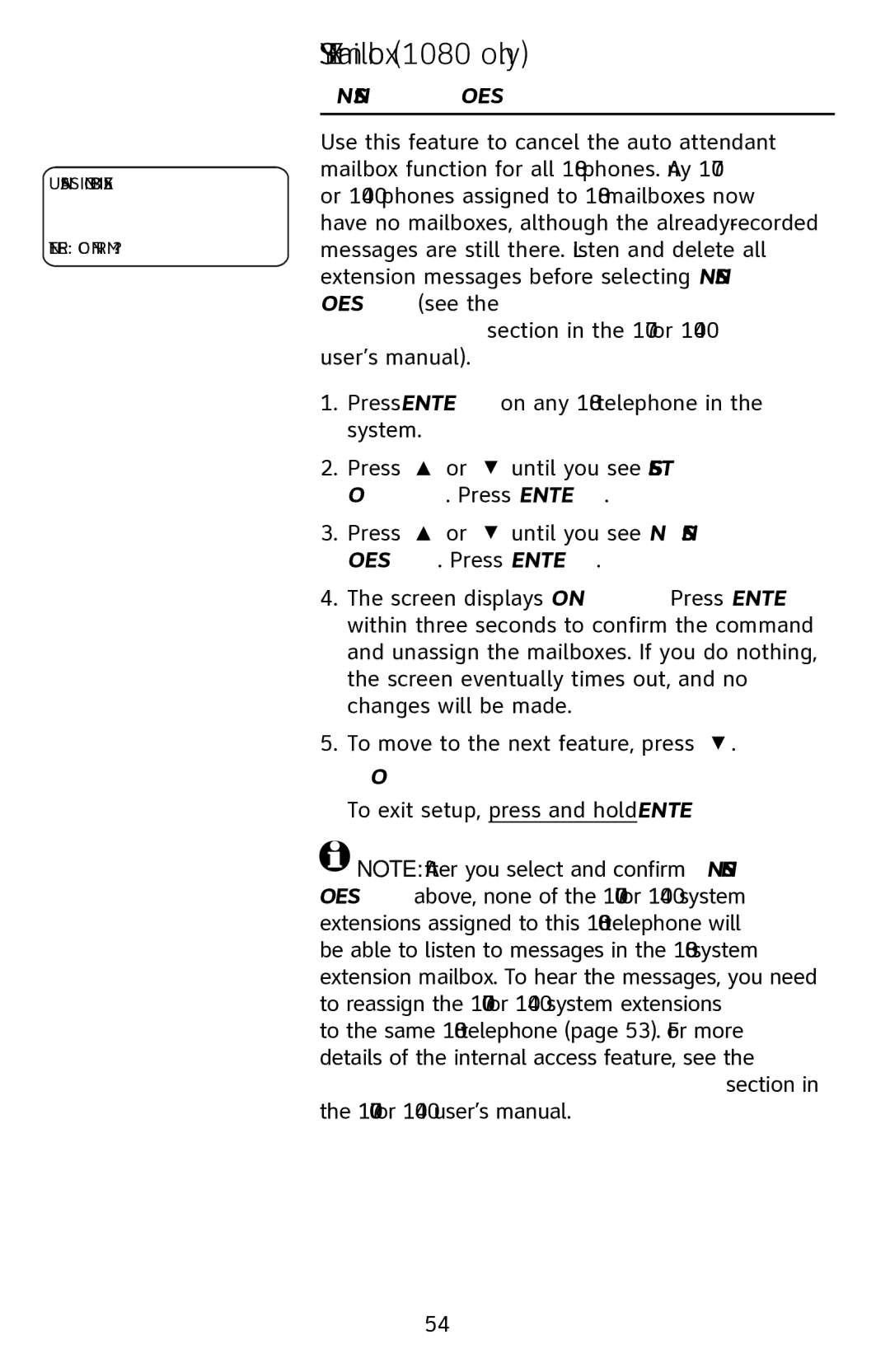 AT&T 1070 manual Unassign Mboxes 