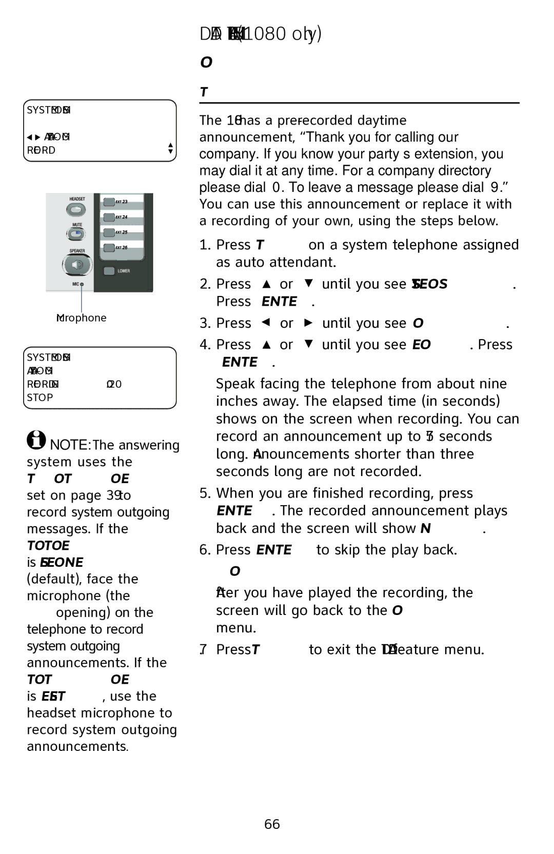 AT&T 1070 manual Automatic Mode, To record the daytime announcement 