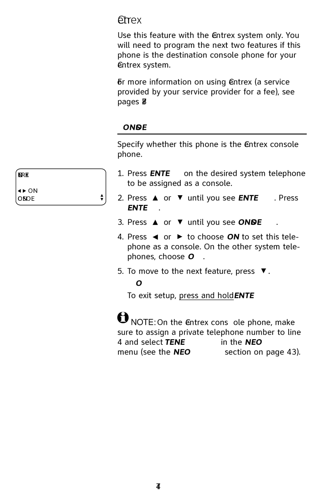 AT&T 1070 manual Centrex, Console 