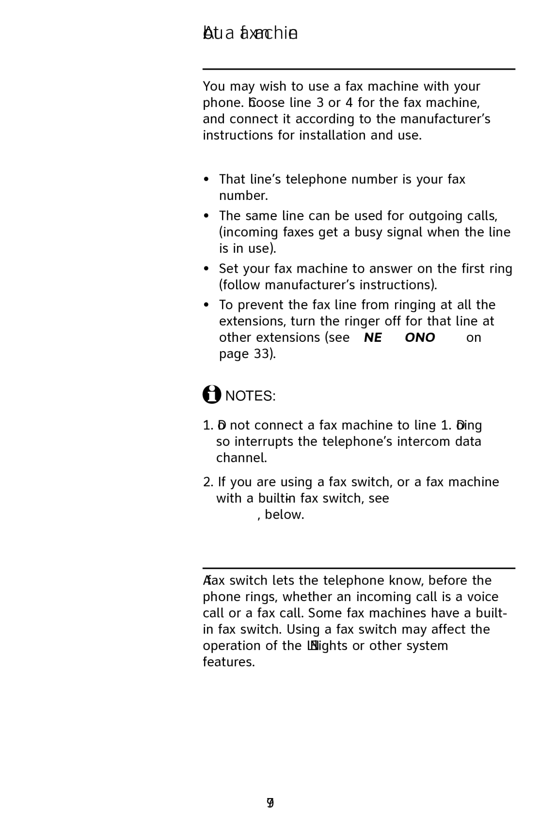 AT&T 1070 manual About a fax machine, Adding a fax machine, Using a fax switch 