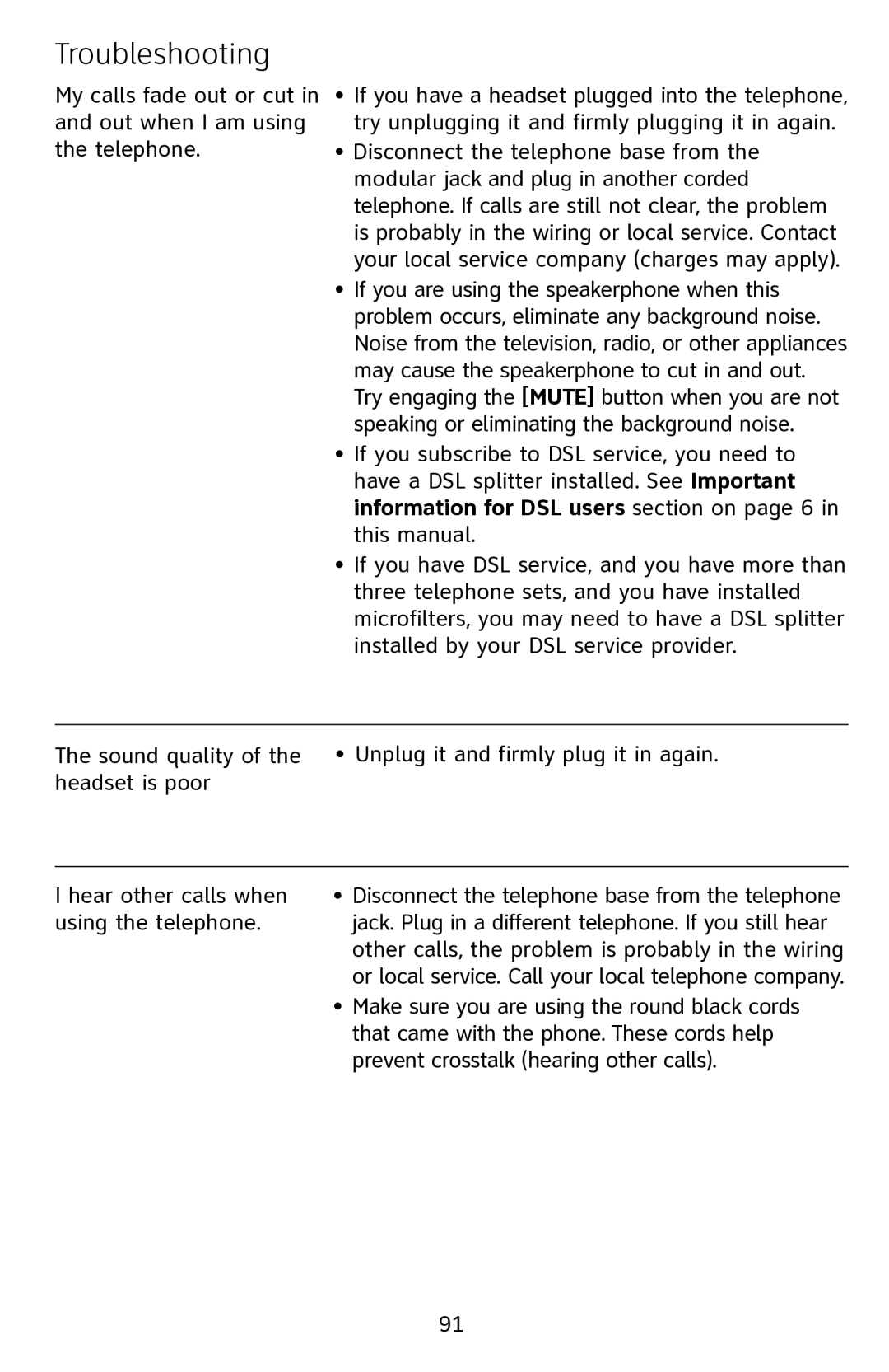 AT&T 1070 manual Troubleshooting 