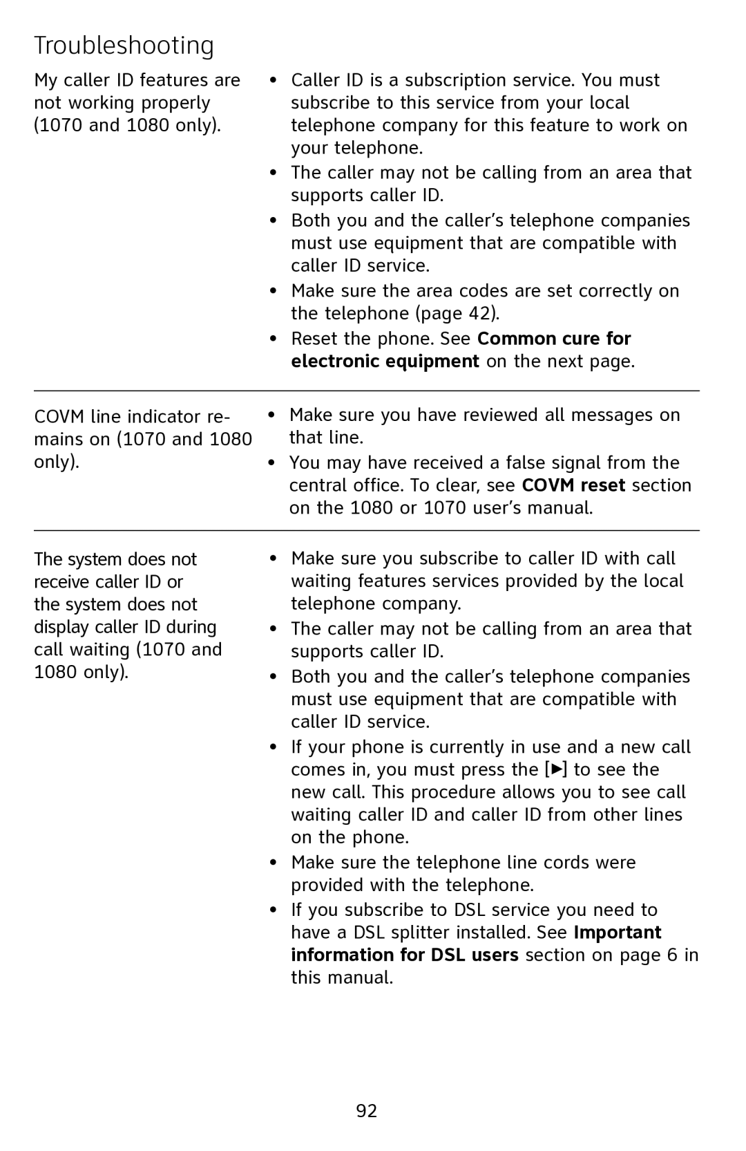 AT&T 1070 manual Troubleshooting 