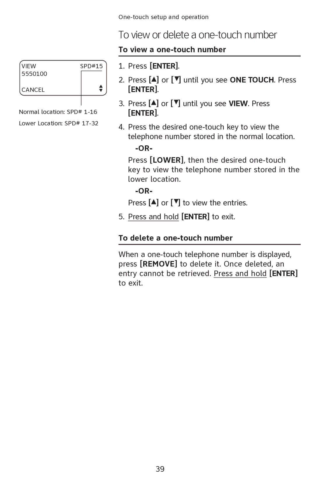 AT&T 1080 manual To view or delete a one-touch number, To view a one-touch number, To delete a one-touch number 