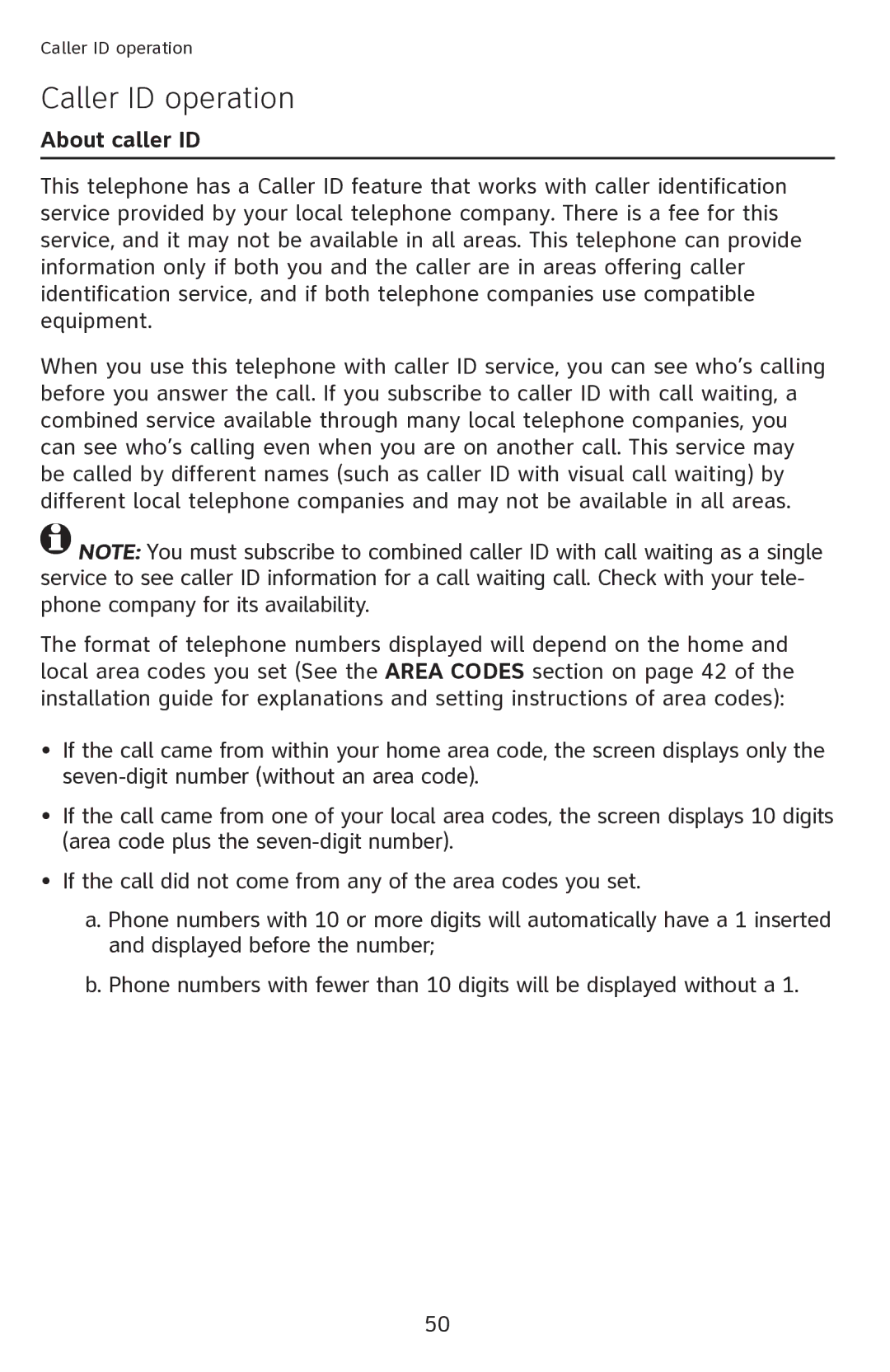 AT&T 1080 manual Caller ID operation, About caller ID 