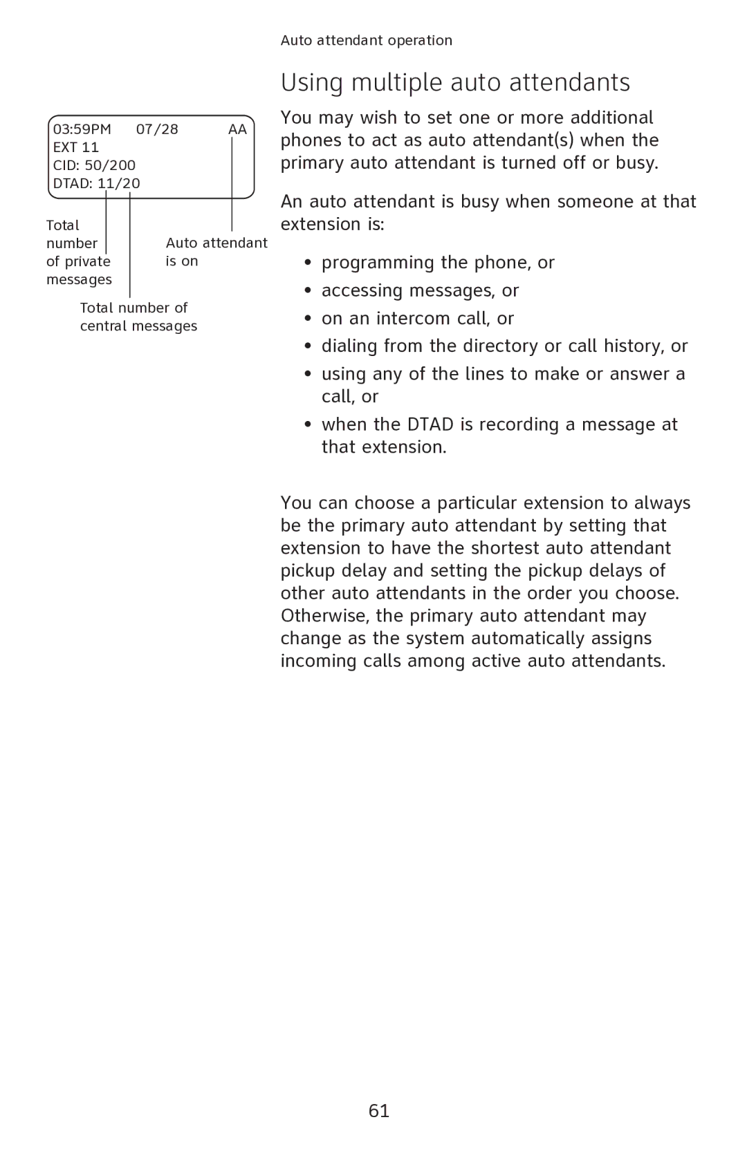 AT&T 1080 manual Using multiple auto attendants 