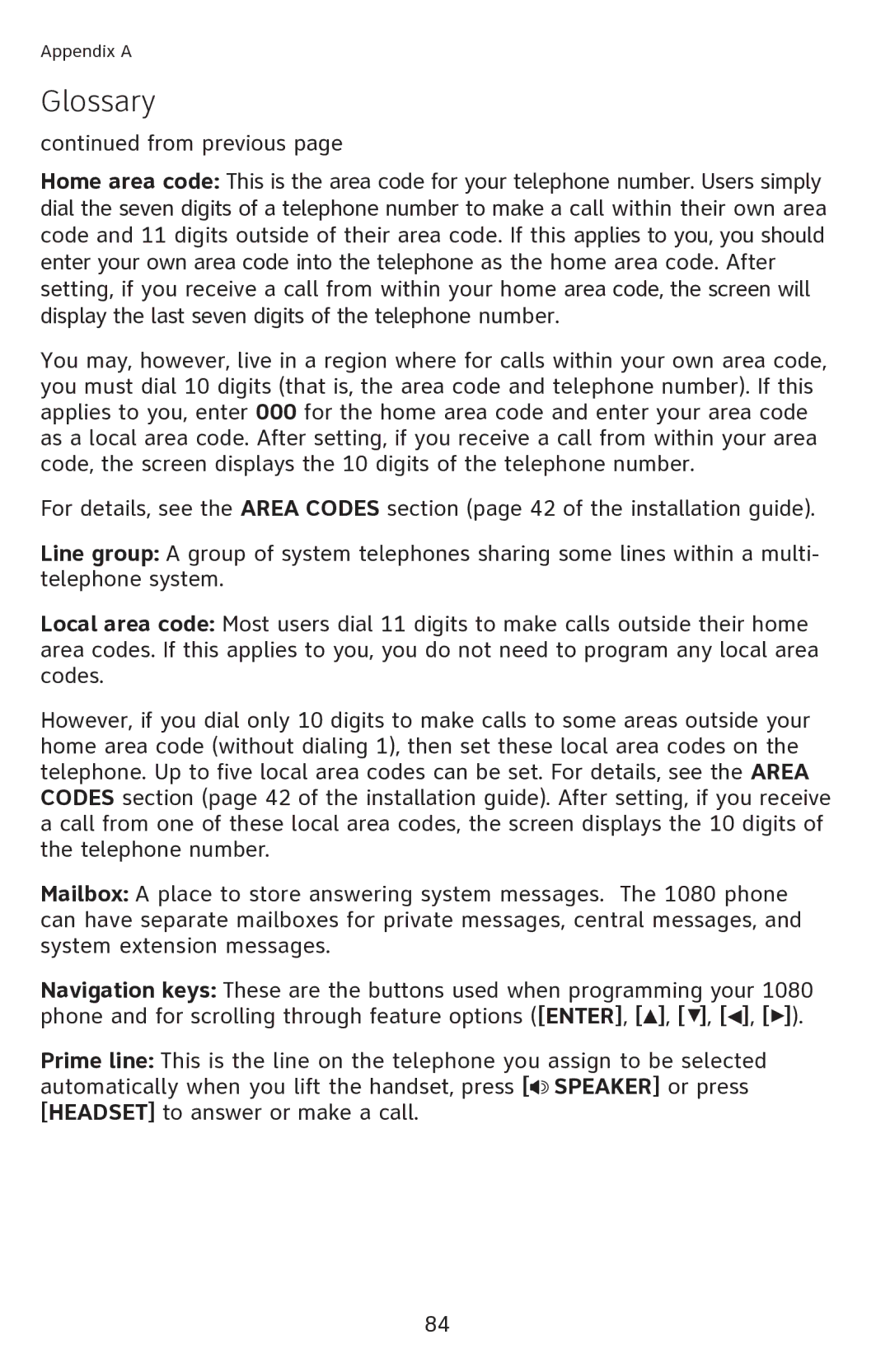 AT&T 1080 manual Glossary 