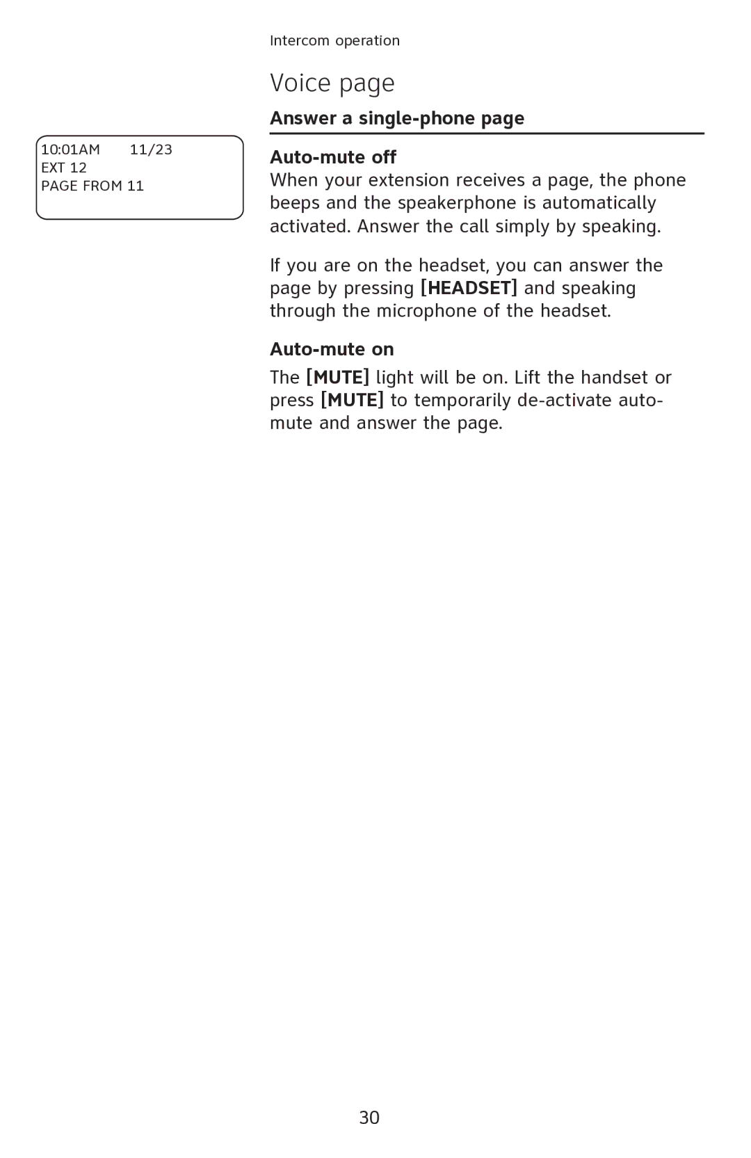 AT&T 1080 manual Answer a single-phone Auto-mute off, Auto-mute on 