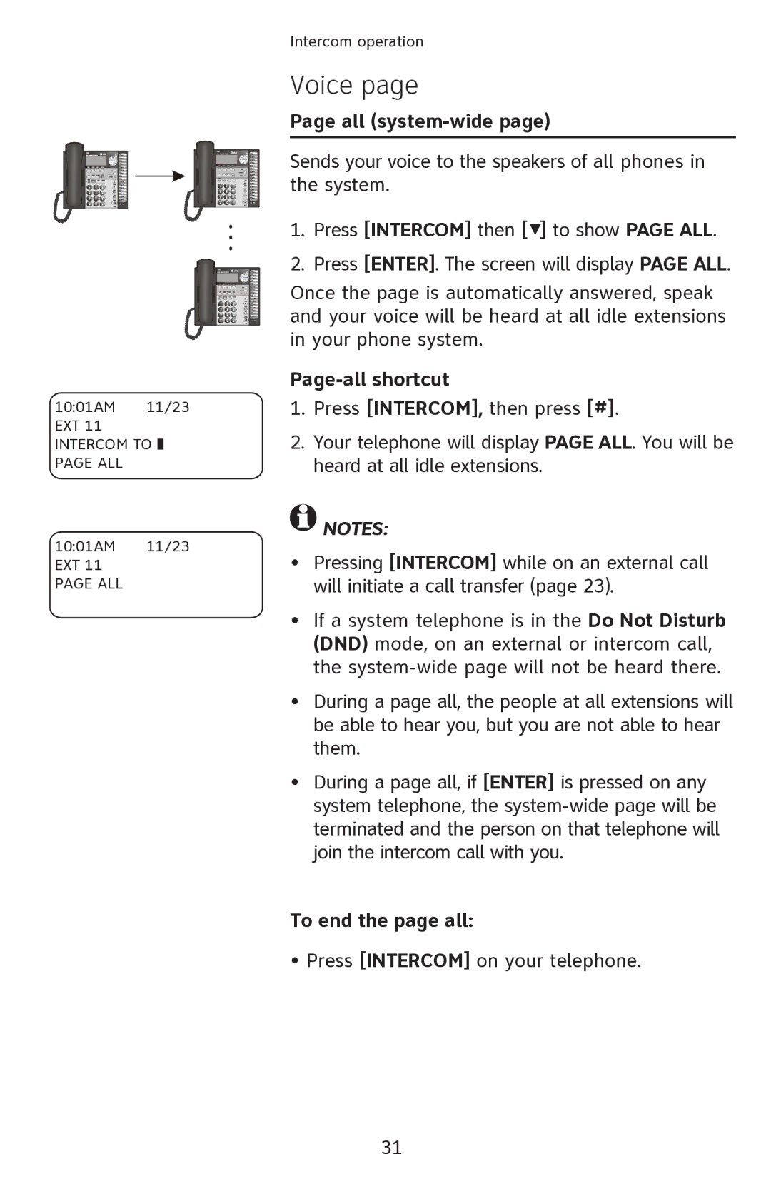 AT&T 1080 manual All system-wide, Press Intercom then to show page ALL, Page-all shortcut, To end the page all 