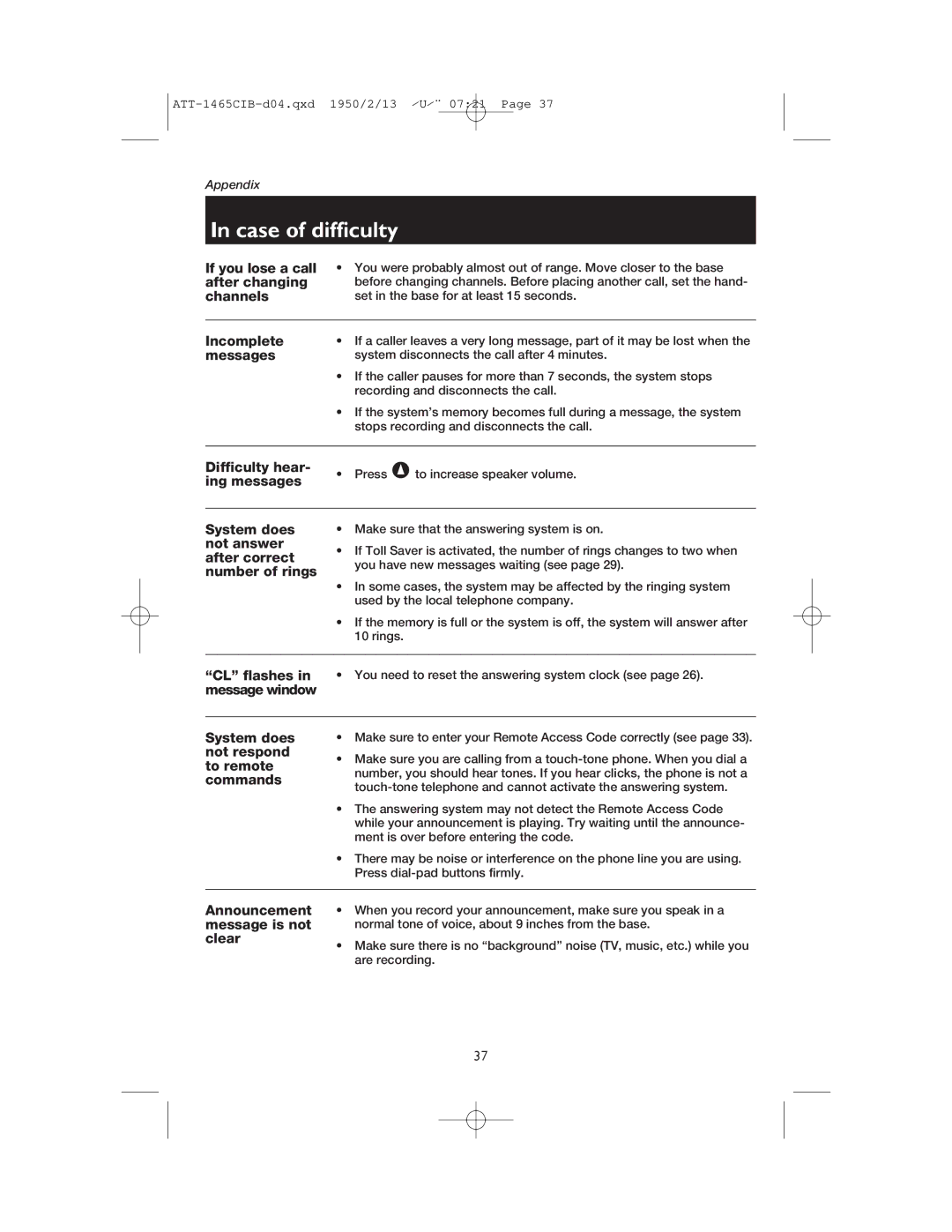 AT&T 1165 user manual If you lose a call 