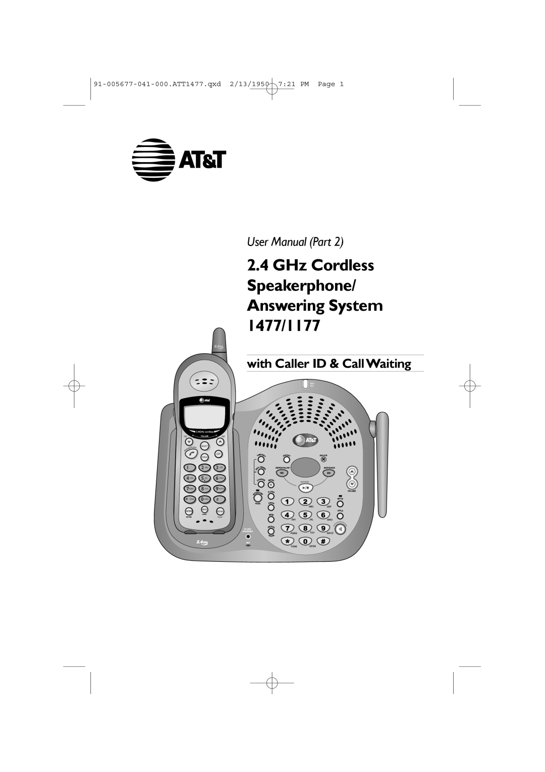 AT&T user manual GHz Cordless Speakerphone/ Answering System 1477/1177 