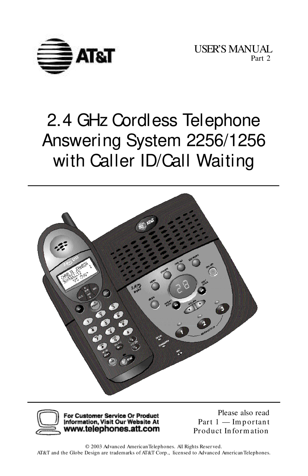 AT&T 1256 user manual With Caller ID/Call Waiting, Part 1 Important Product Information 