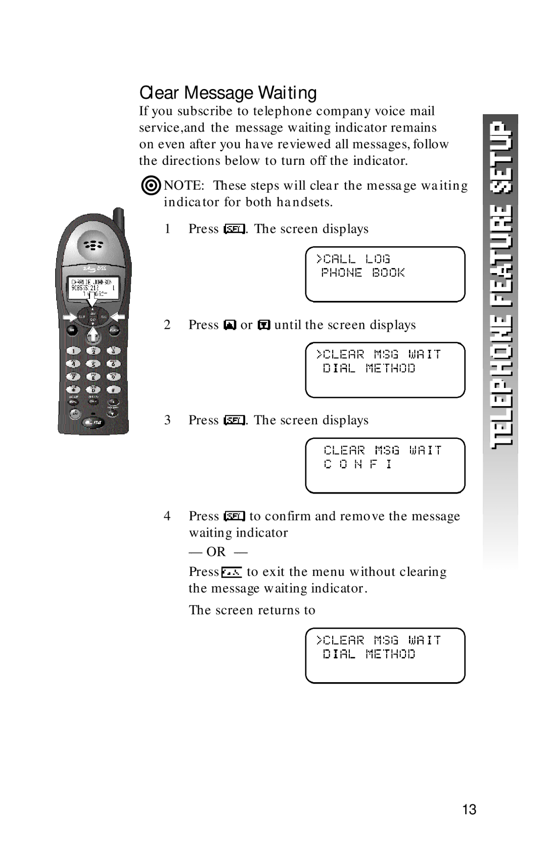 AT&T 1256 user manual Clear Message Waiting 