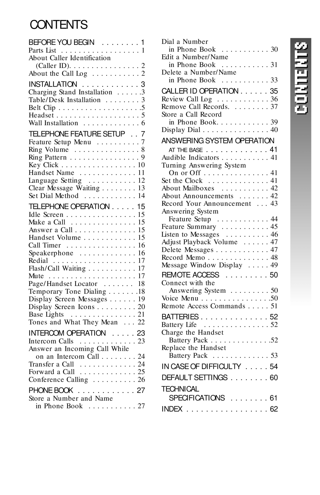 AT&T 1256 user manual Contents 