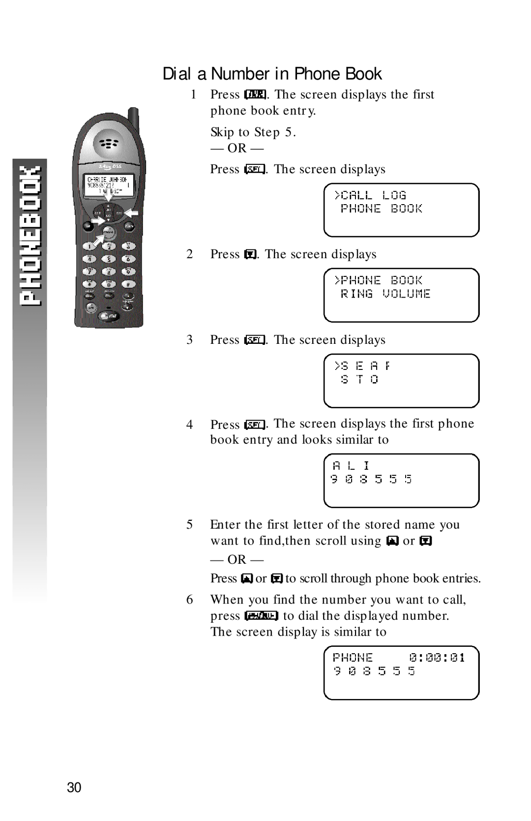 AT&T 1256 user manual Dial a Number in Phone Book 