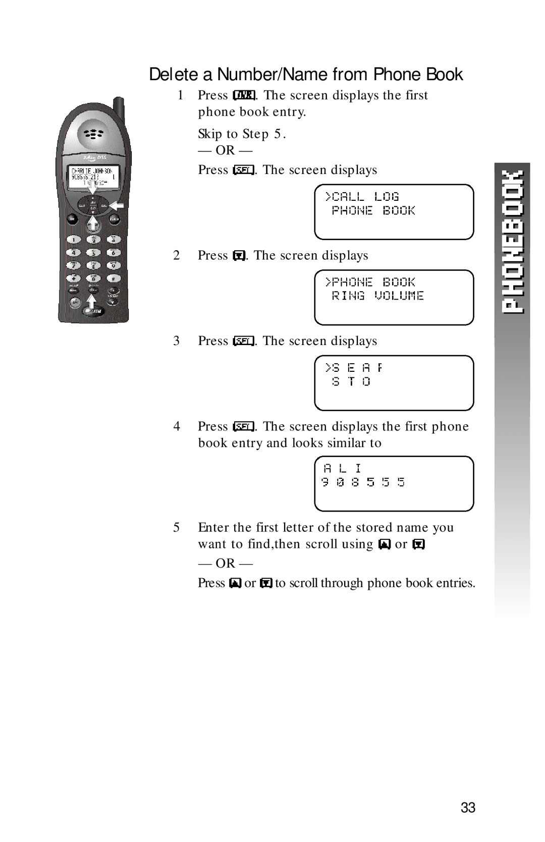 AT&T 1256 user manual Delete a Number/Name from Phone Book 