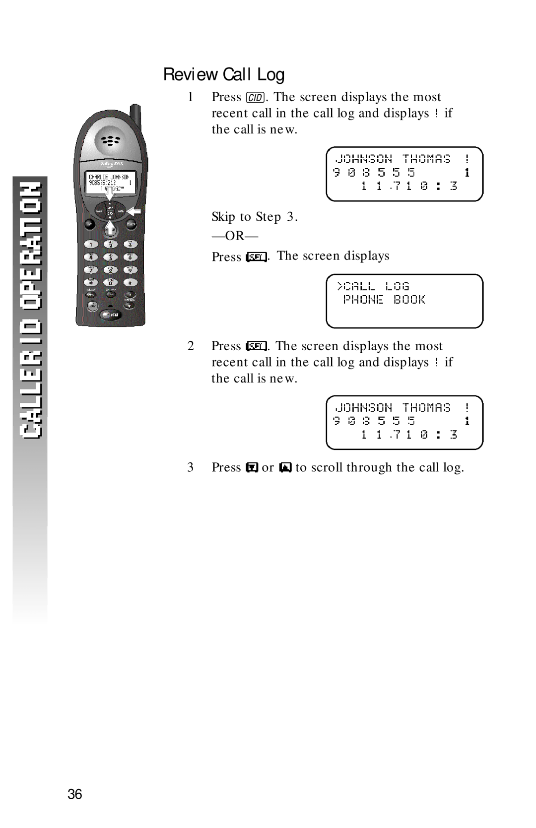 AT&T 1256 user manual Review Call Log 