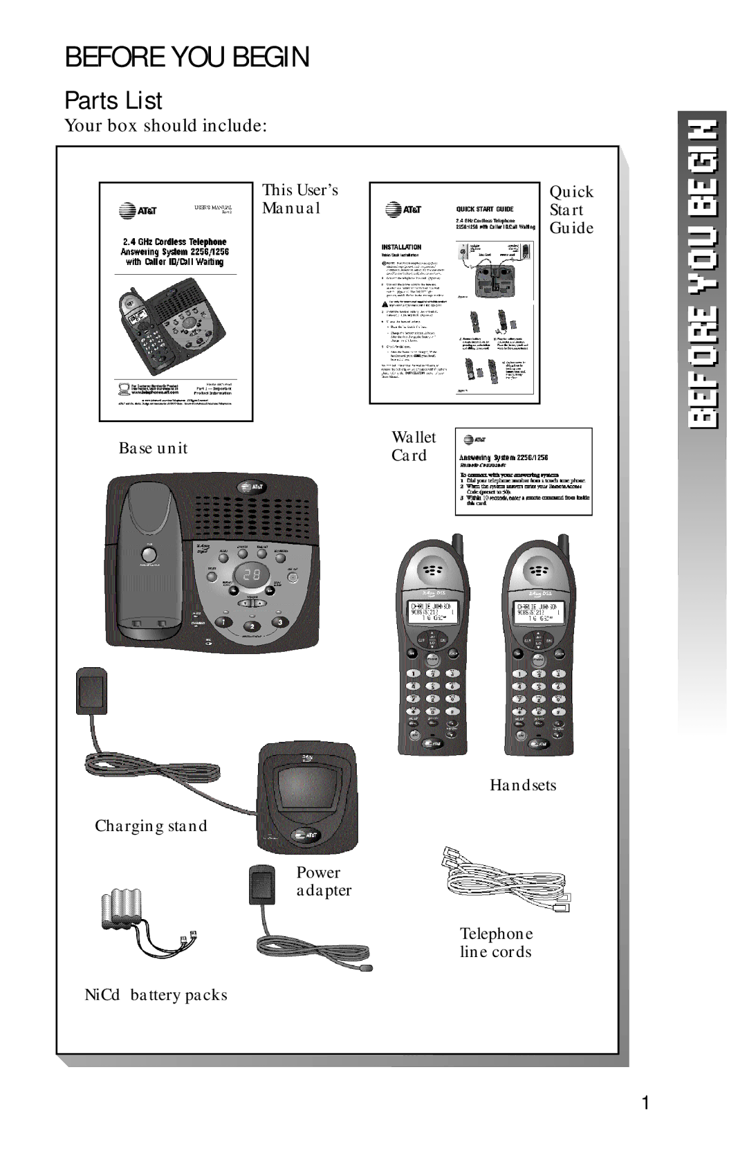 AT&T 1256 user manual Before YOU Begin, Parts List 