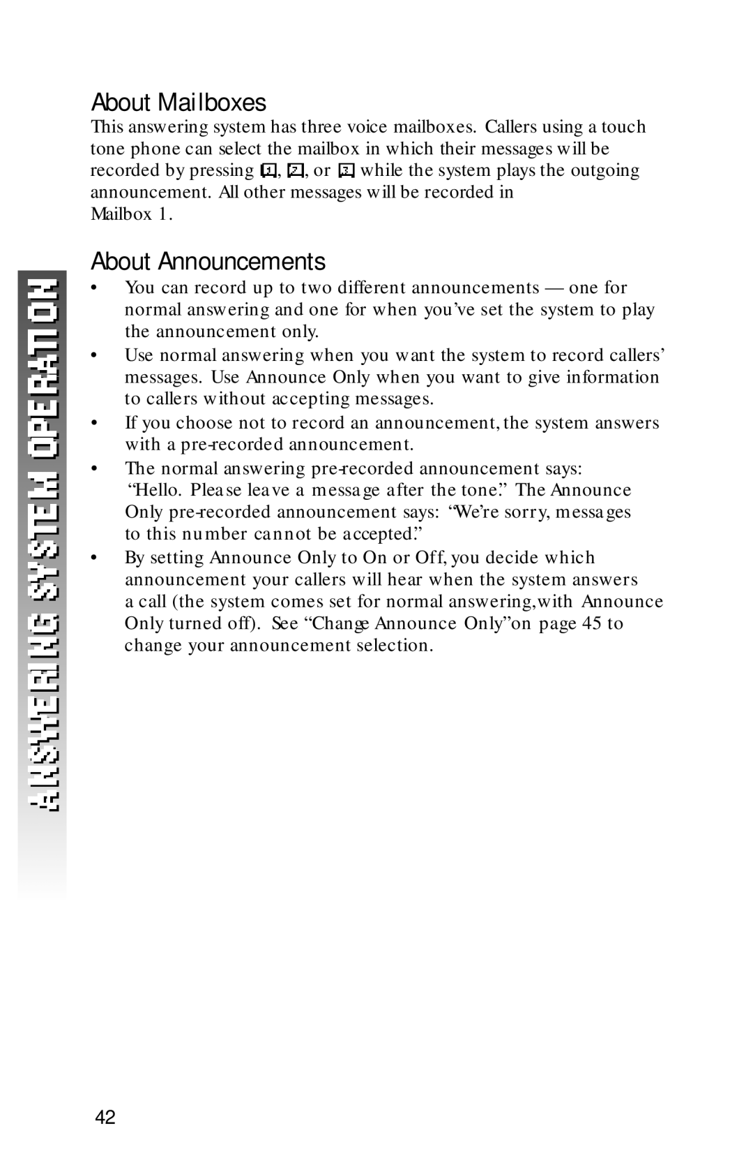 AT&T 1256 user manual About Mailboxes, About Announcements 