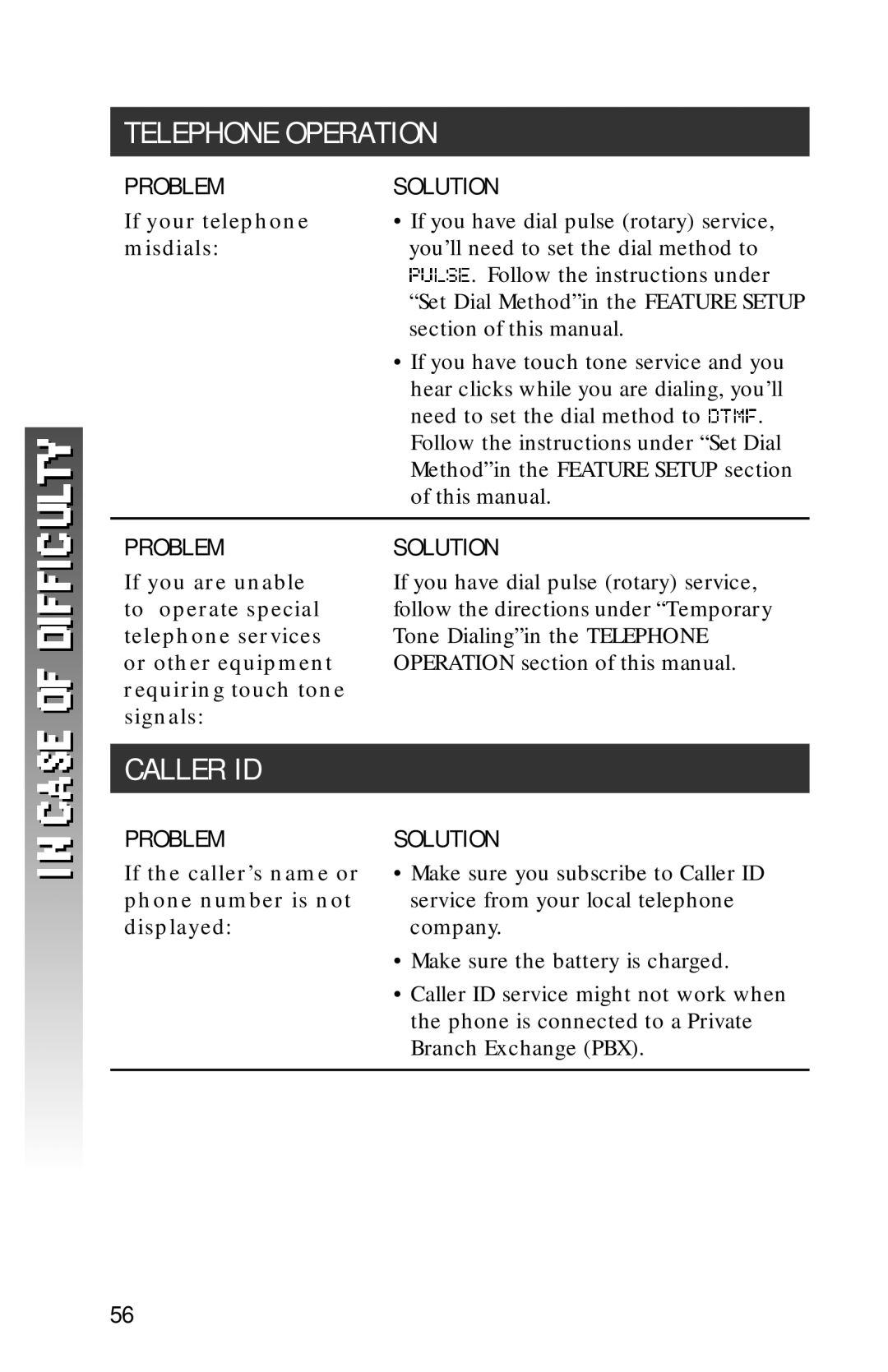 AT&T 1256 user manual Caller ID, If your telephone, Misdials, If the caller’s name or phone number is not displayed 