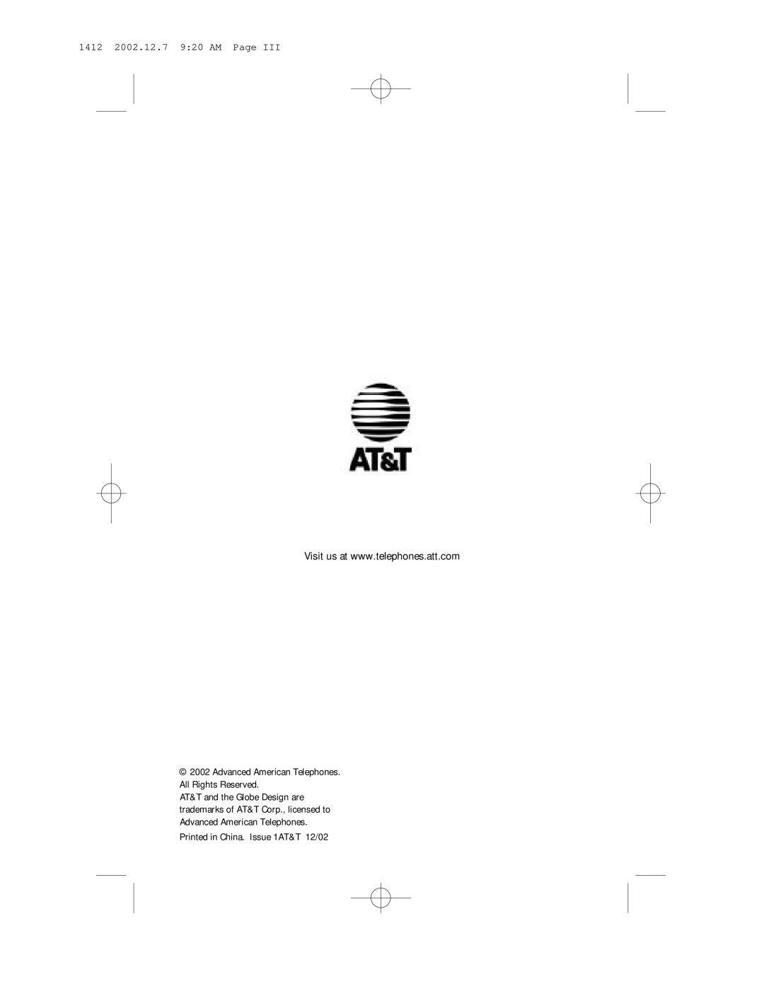 AT&T user manual 1412 2002.12.7 920 AM 