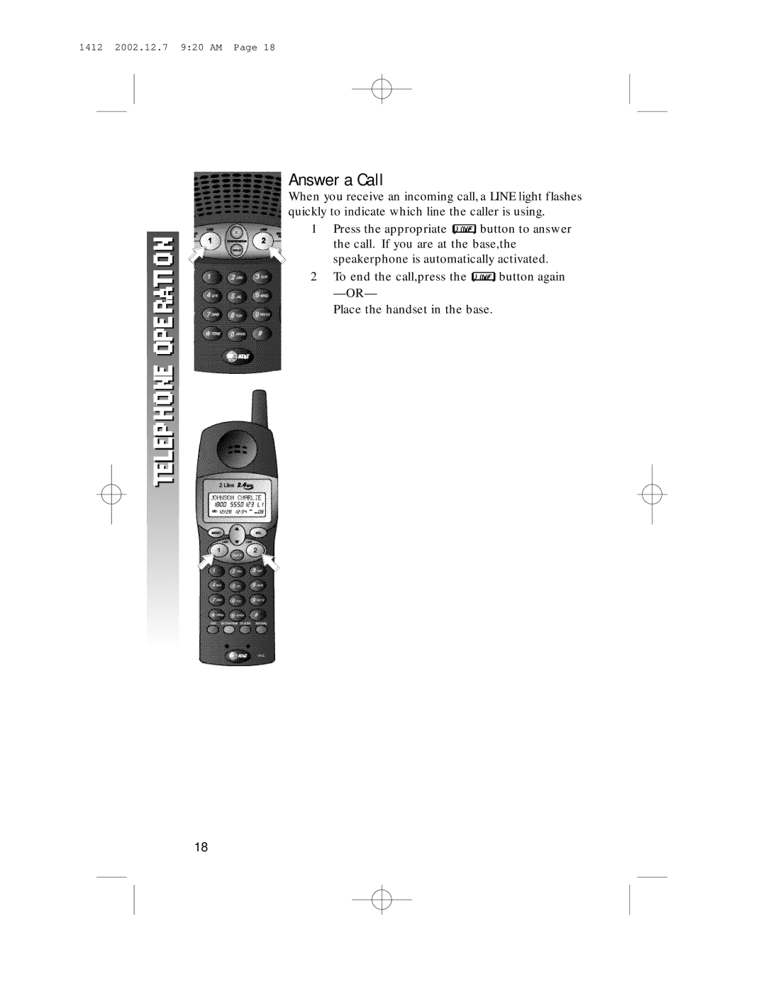 AT&T 1412 user manual Answer a Call 