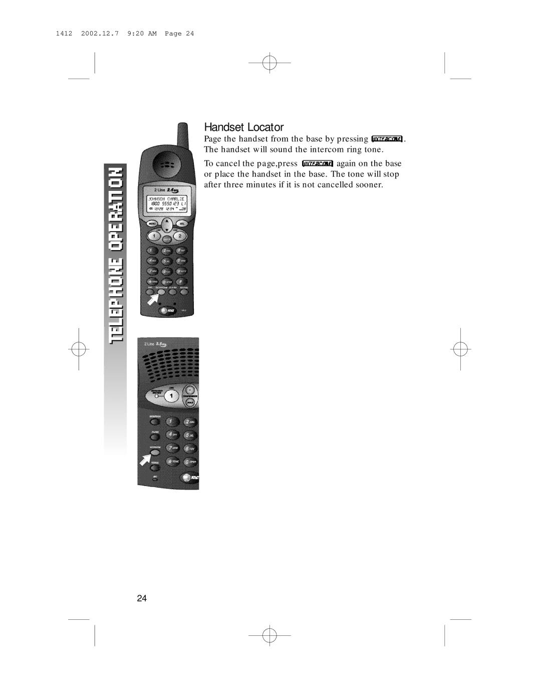 AT&T 1412 user manual Handset Locator 