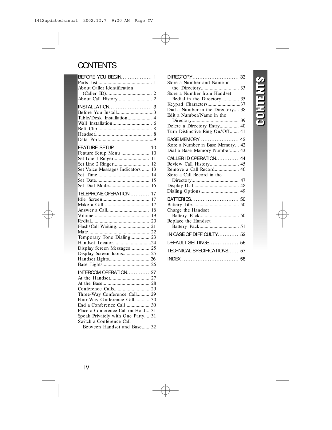 AT&T 1412 user manual Contents 