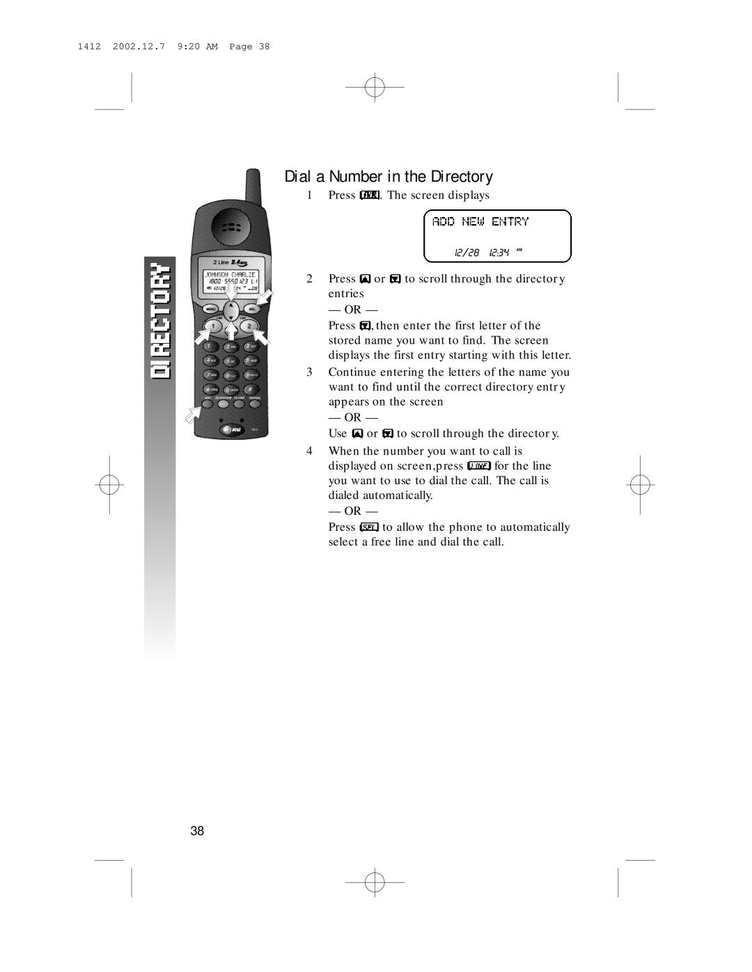 AT&T 1412 user manual Dial a Number in the Directory 