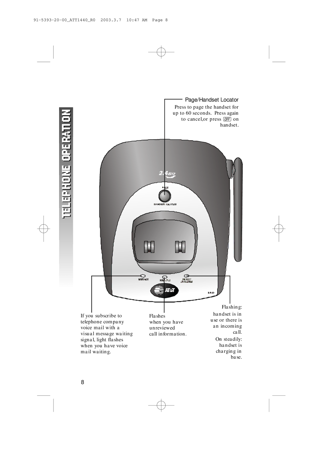 AT&T 1440 user manual Page/Handset Locator 