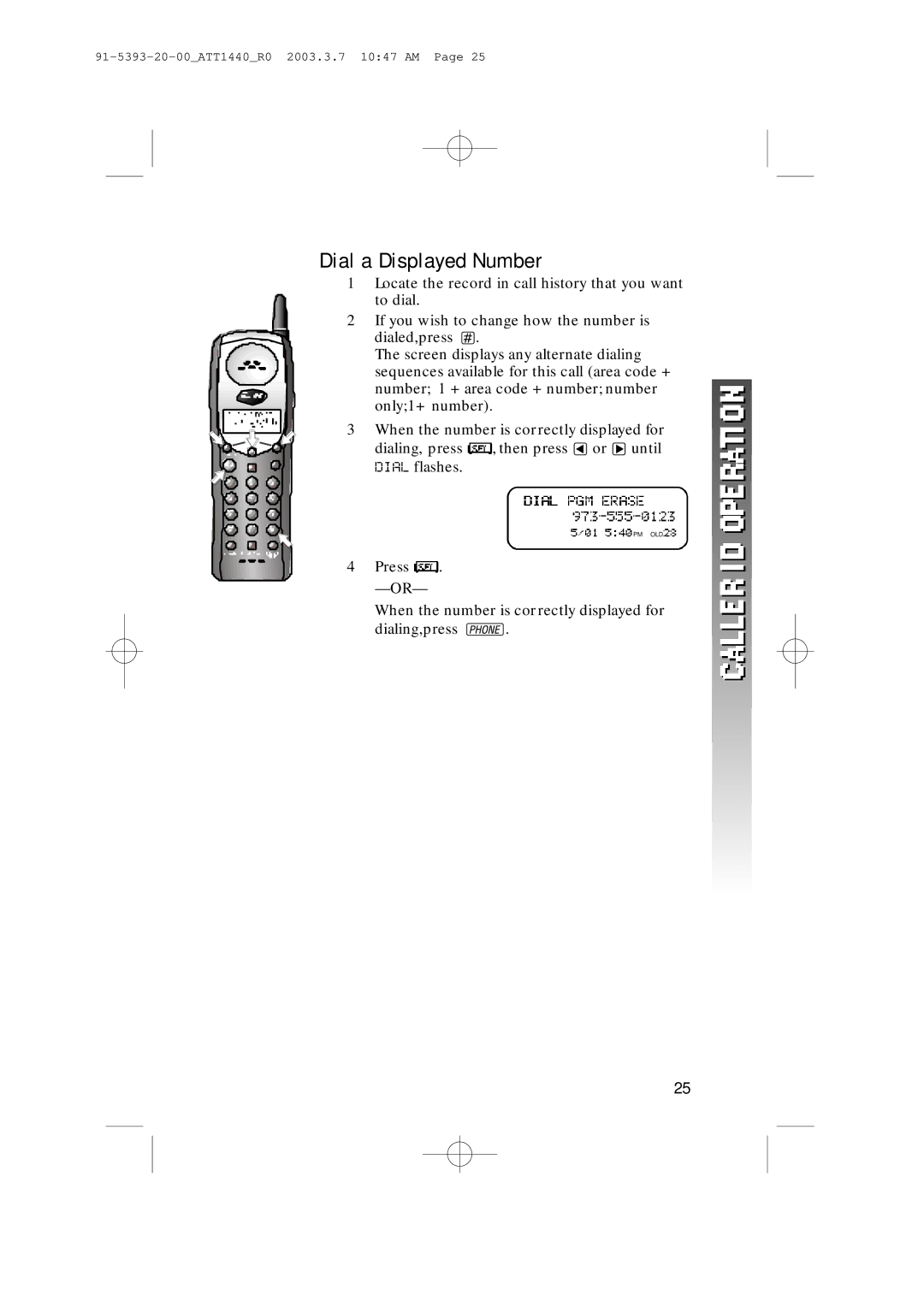 AT&T 1440 user manual Dial a Displayed Number 