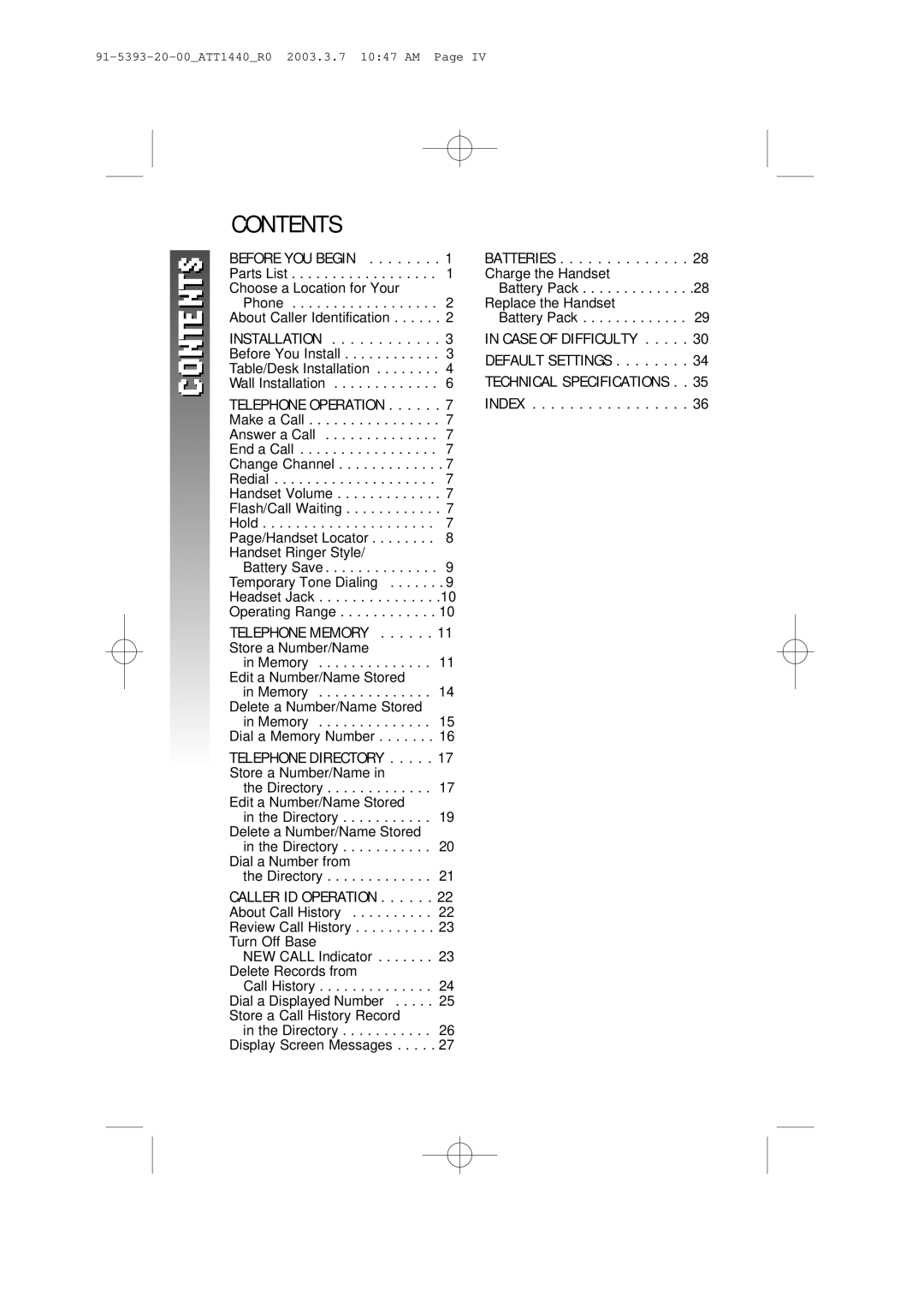 AT&T 1440 user manual Contents 