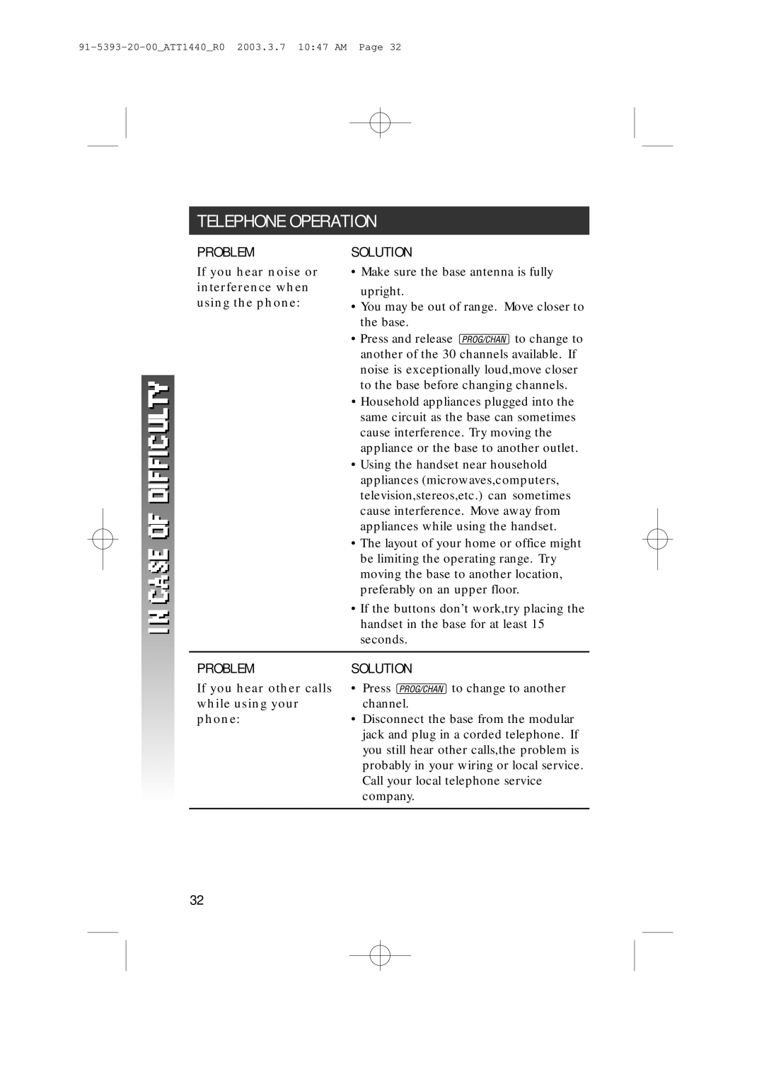 AT&T 1440 user manual If you hear noise or interference when using the phone 