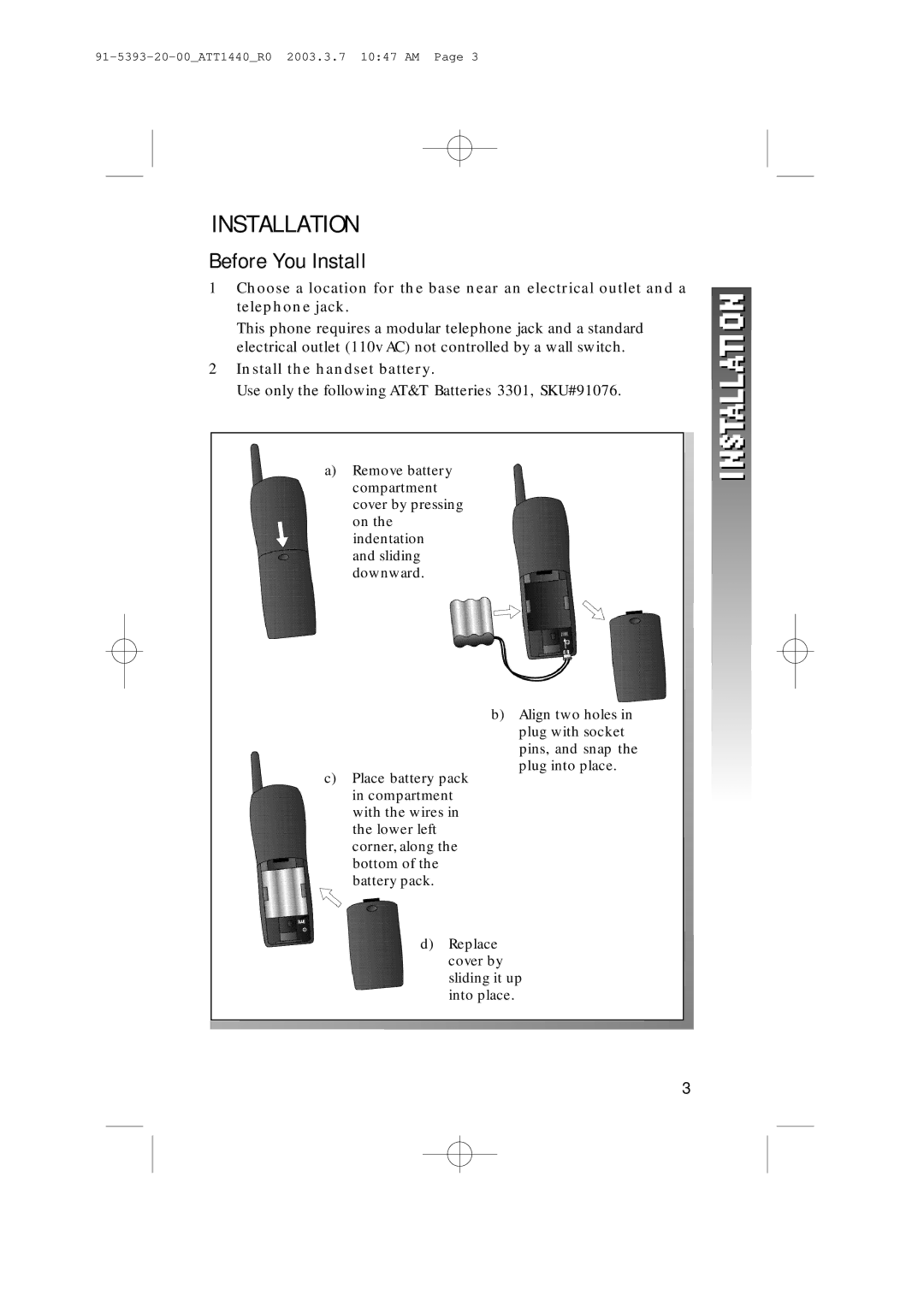 AT&T 1440 user manual Installation, Before You Install 