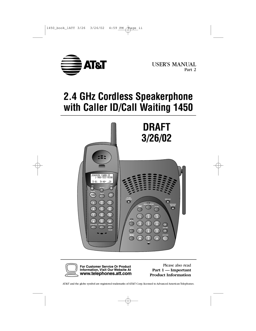 AT&T 1450 user manual Draft 3/26/02 