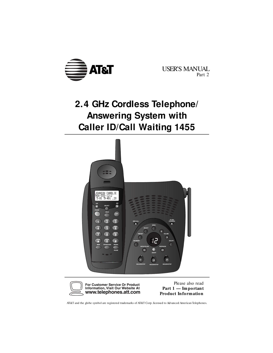 AT&T 1455 user manual Caller ID/Call Waiting 