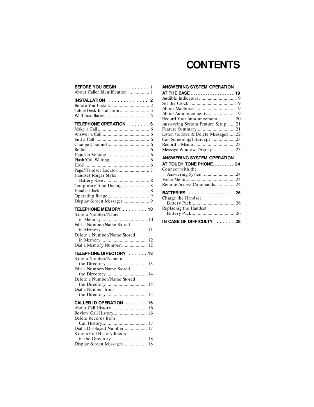 AT&T 1455 user manual Contents 