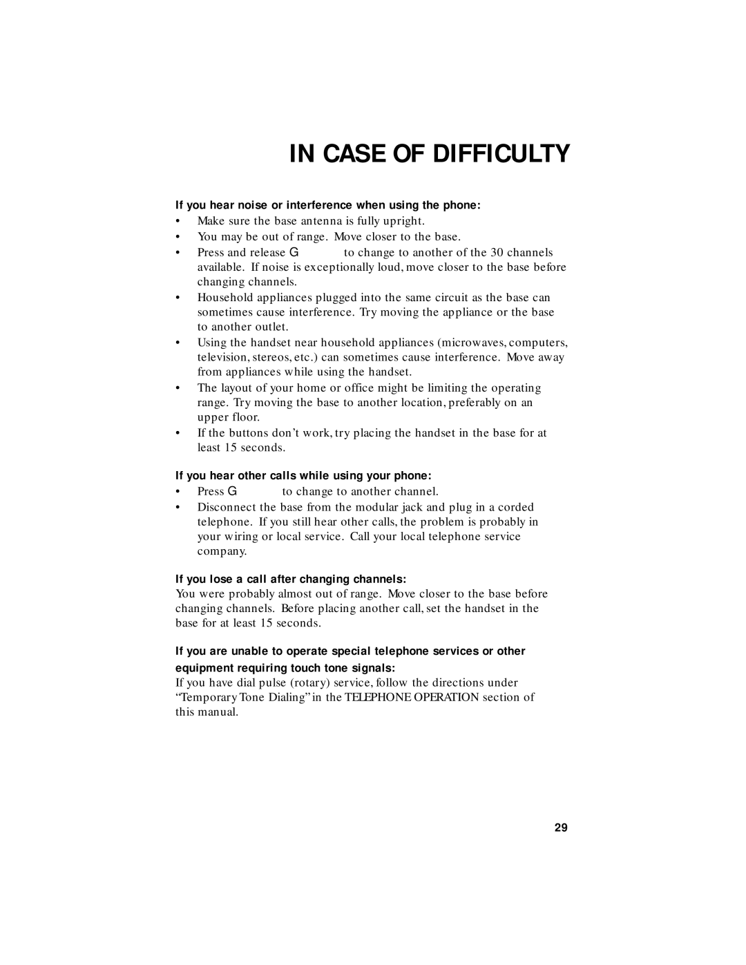 AT&T 1455 If you hear noise or interference when using the phone, If you hear other calls while using your phone 