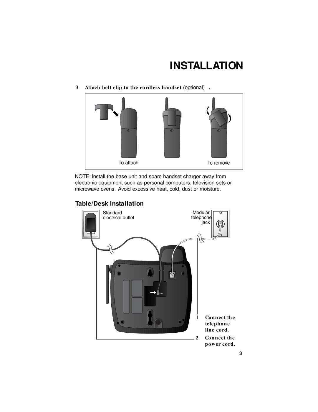 AT&T 1455 user manual Table/Desk Installation 