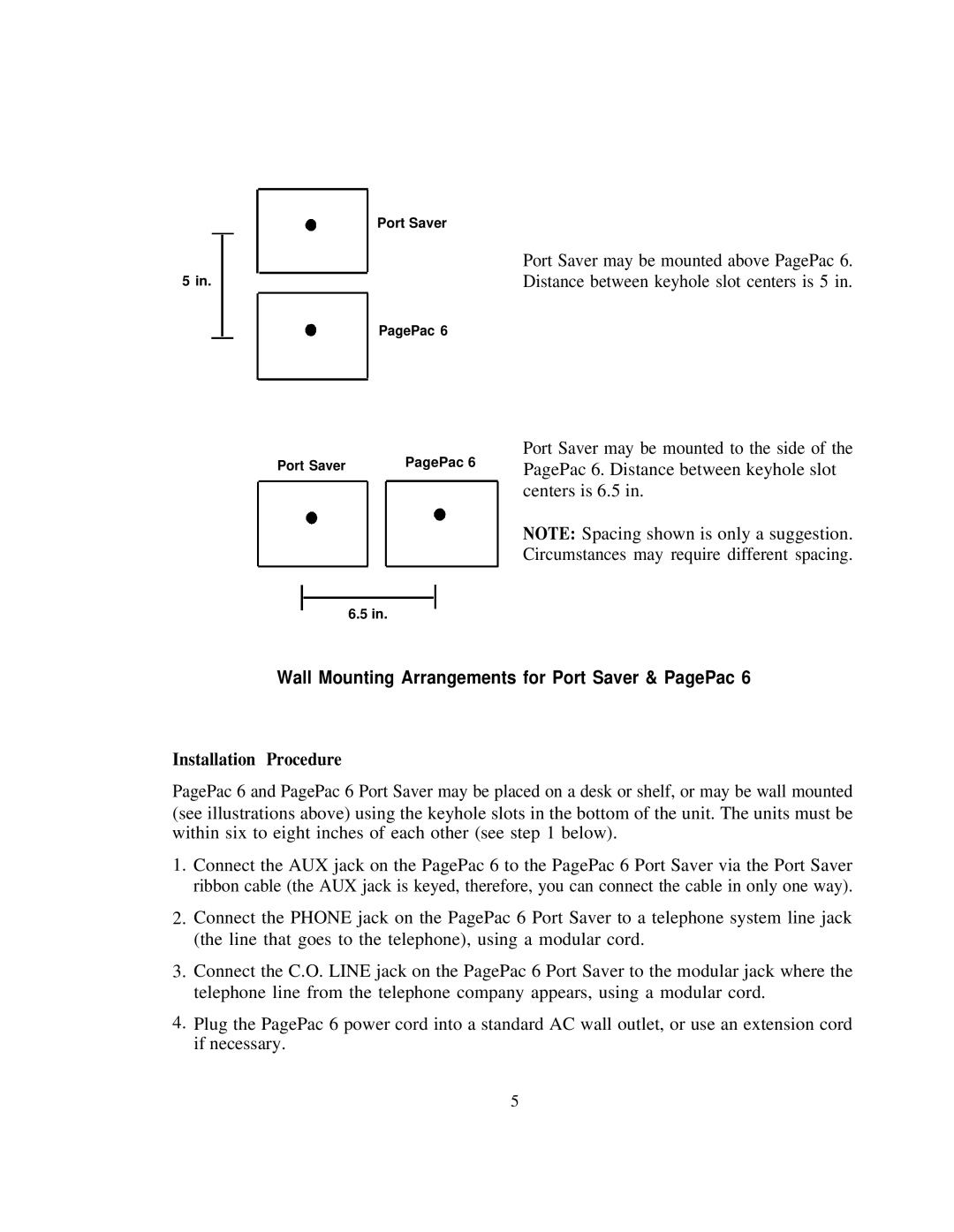 AT&T 146 installation manual Wall Mounting Arrangements for Port Saver & PagePac 