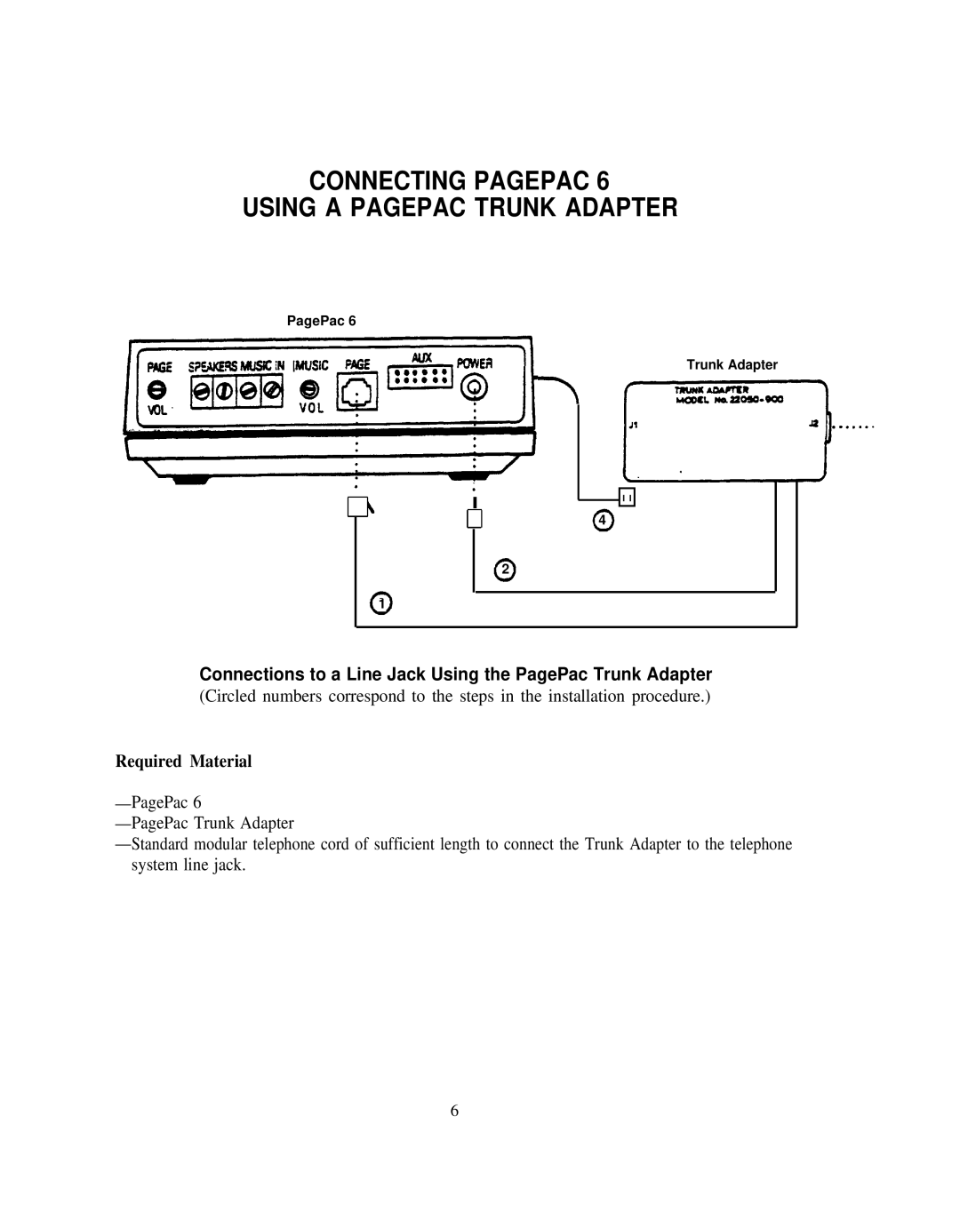 AT&T 146 Connecting Pagepac Using a Pagepac Trunk Adapter, Connections to a Line Jack Using the PagePac Trunk Adapter 