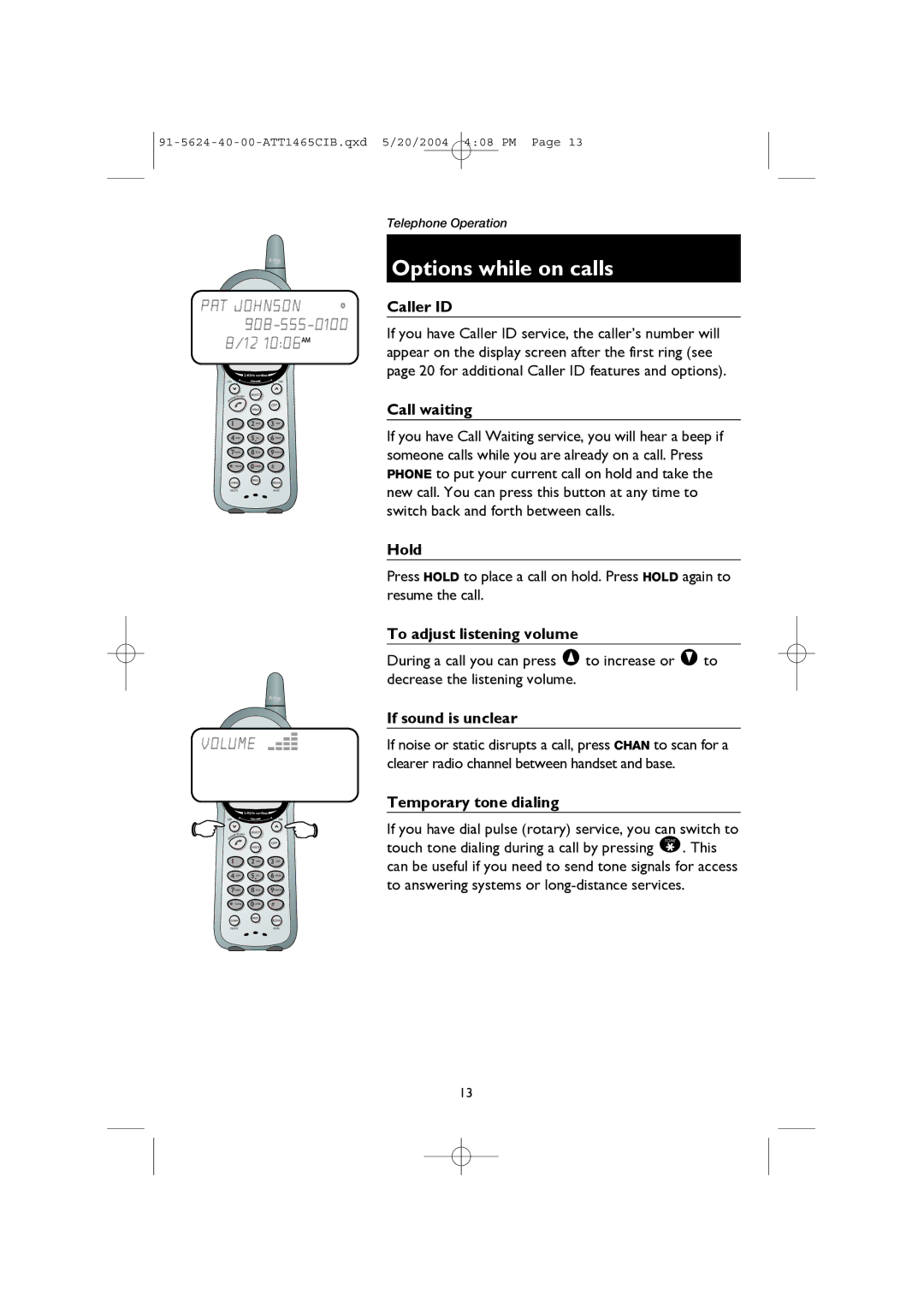 AT&T 1465 user manual Options while on calls 