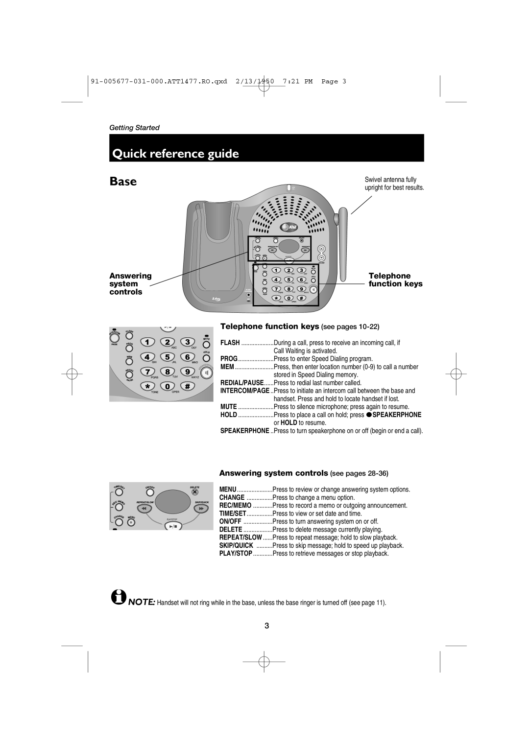 AT&T 1477 user manual Call Waiting is activated, Press to enter Speed Dialing program, Stored in Speed Dialing memory 