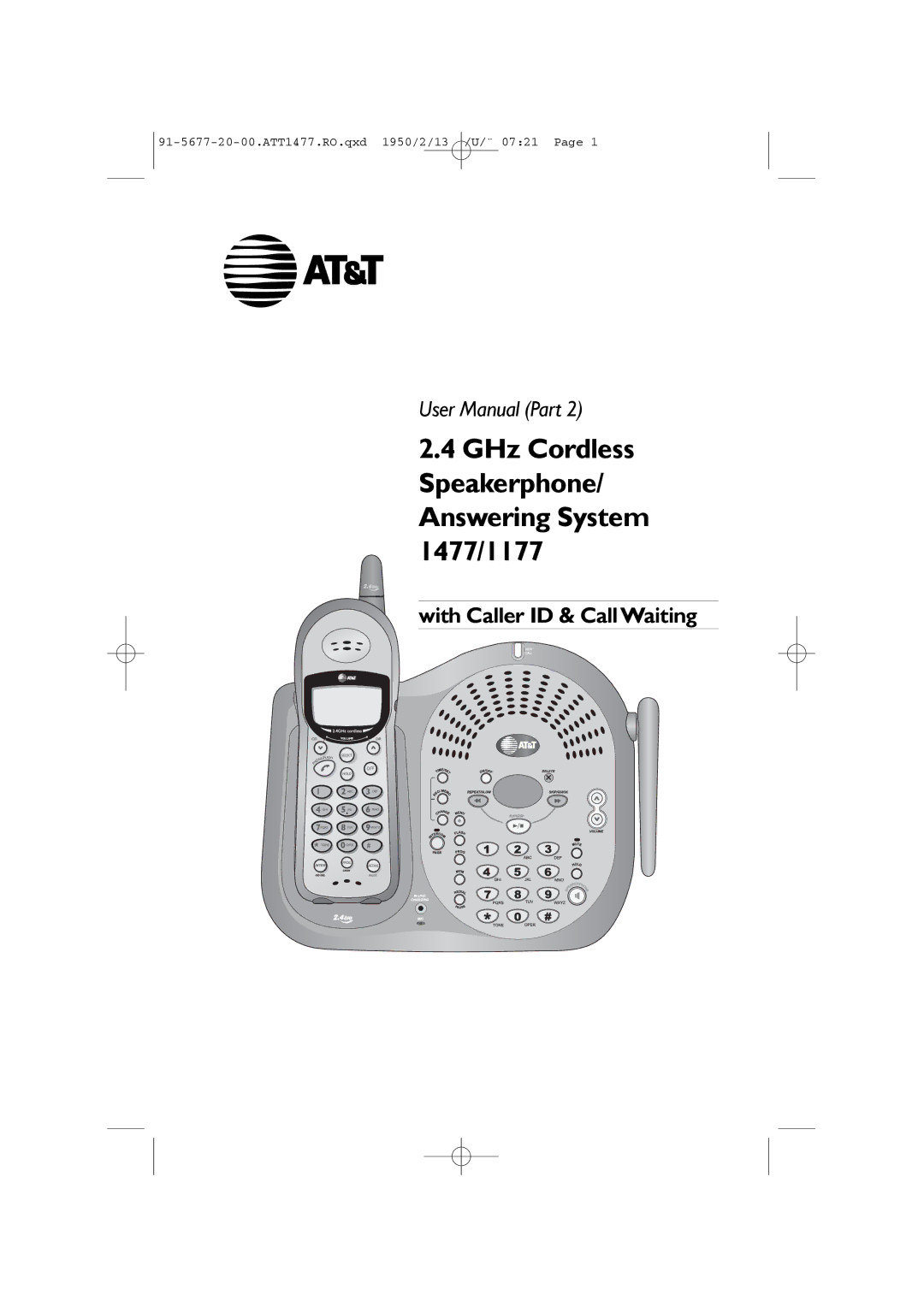 AT&T user manual GHz Cordless Speakerphone/ Answering System 1477/1177 